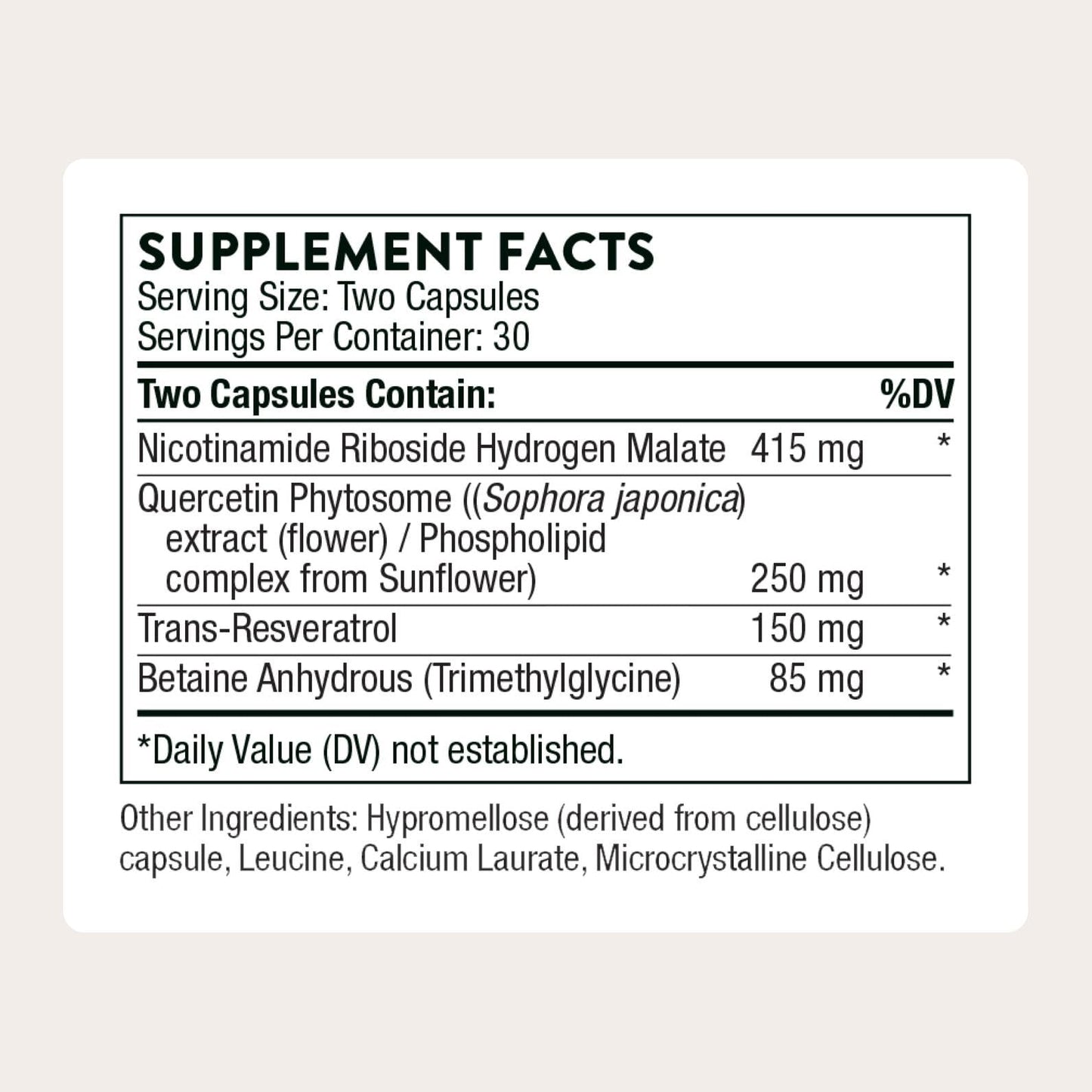 THORNE - ResveraCel - Nicotinamide Riboside with Quercetin Phytosome & Resveratrol - Support Healthy Aging, Methylation, Cellular Energy Production & Metabolism* - 30 Servings THORNEBuy Supplements Australia