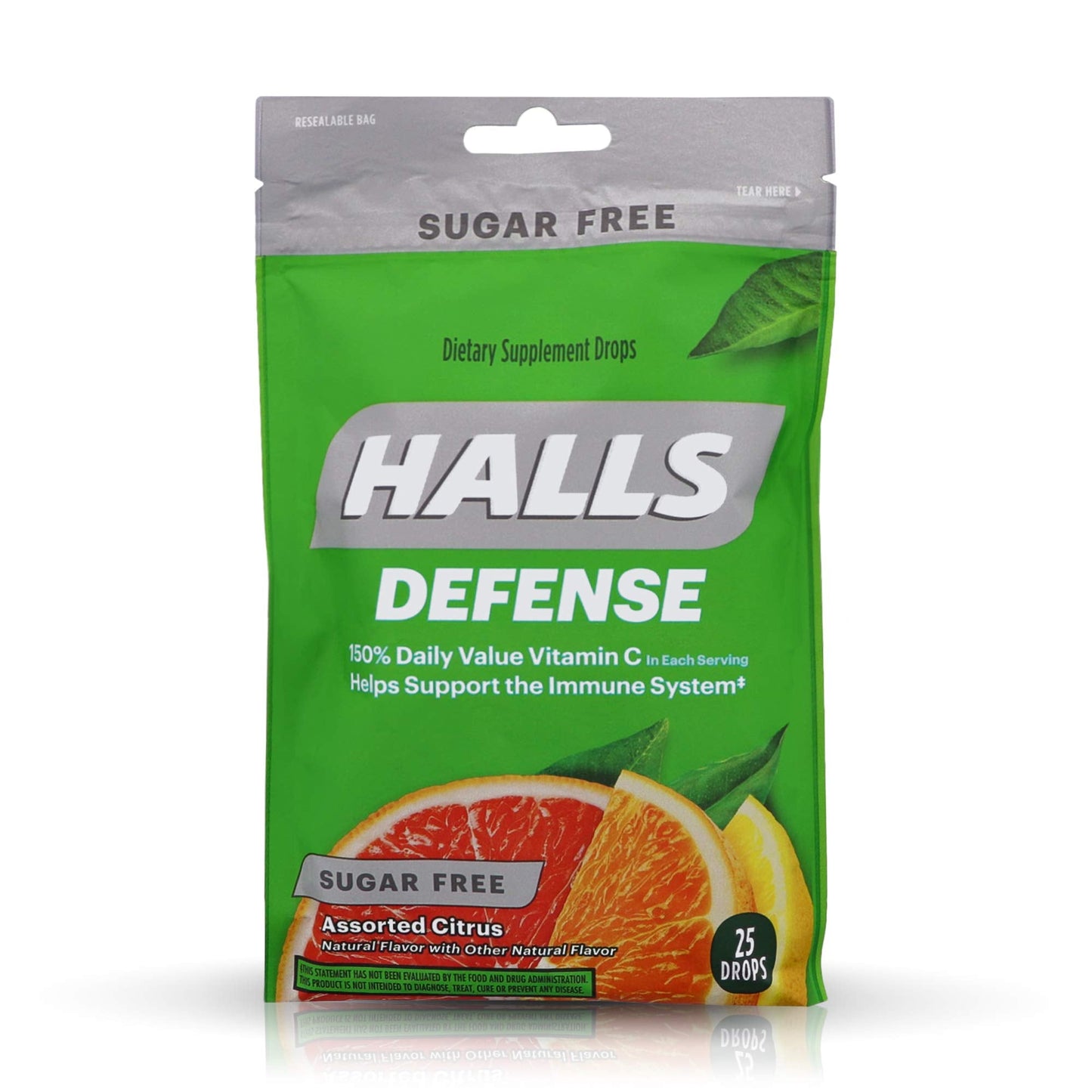 Halls Defense Vitamin C Drops Sugar Free Assorted Citrus - 25 ct, Pack of 4 HALLS buy supplements Au