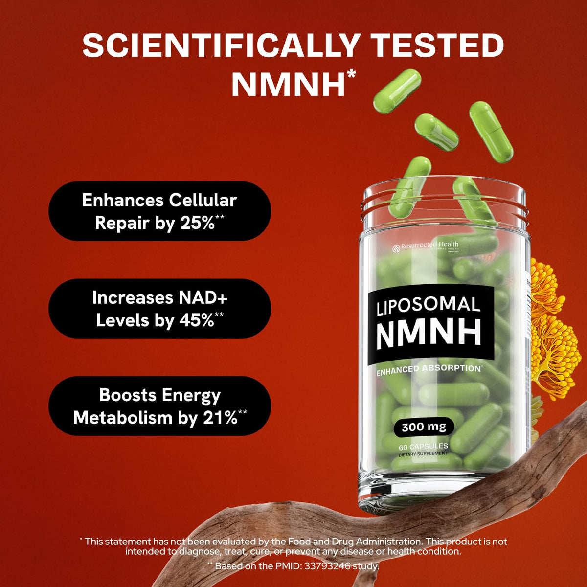 Resurrected Health Liposomal NMNH Supplement 300mg – Boosts NAD Anti-Aging, Energy & Focus – NMM Capsules Alternative to for Cellular Vitality – Third-Party Tested, 60 Vegan Capsules | 1 Pack Resurrected HealthBuy Supplements Australia