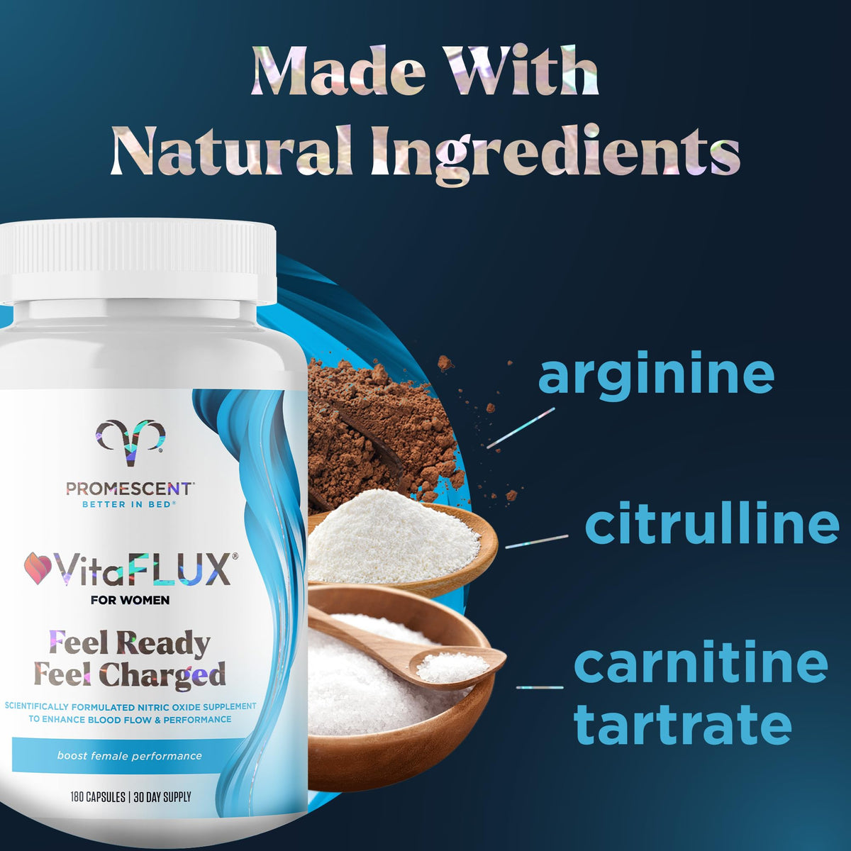 VitaFLUX Triple Power Nitric Oxide Supplement for Male Performance + VitaFLUX Women's Nitric Oxide Booster Supplement, Increase Circulation, Boost Energy & Heart Health, Performance, Stamina, Energy