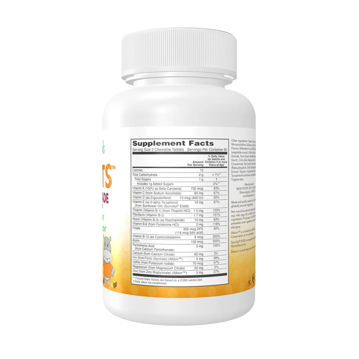 NOW Kids Supplements, Kid Vits Multivitamin, Berry Lemonade Flavor, 120 Chewable Tablets NOW Foods