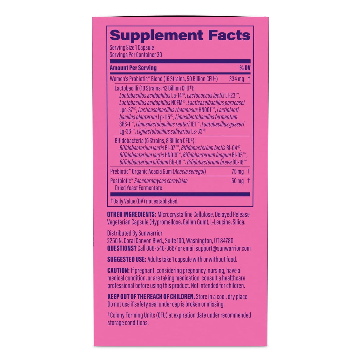 Probiotic for Gut Health 50 Billion CFU Probiotics Supplement Capsules 16 Strains Prebiotics, Postbiotics for Women Gut Immune Colon Health Energy Endurance Support Soy-Free Non-GMO 30 Capsule Serving SunwarriorBuy Supplements Australia