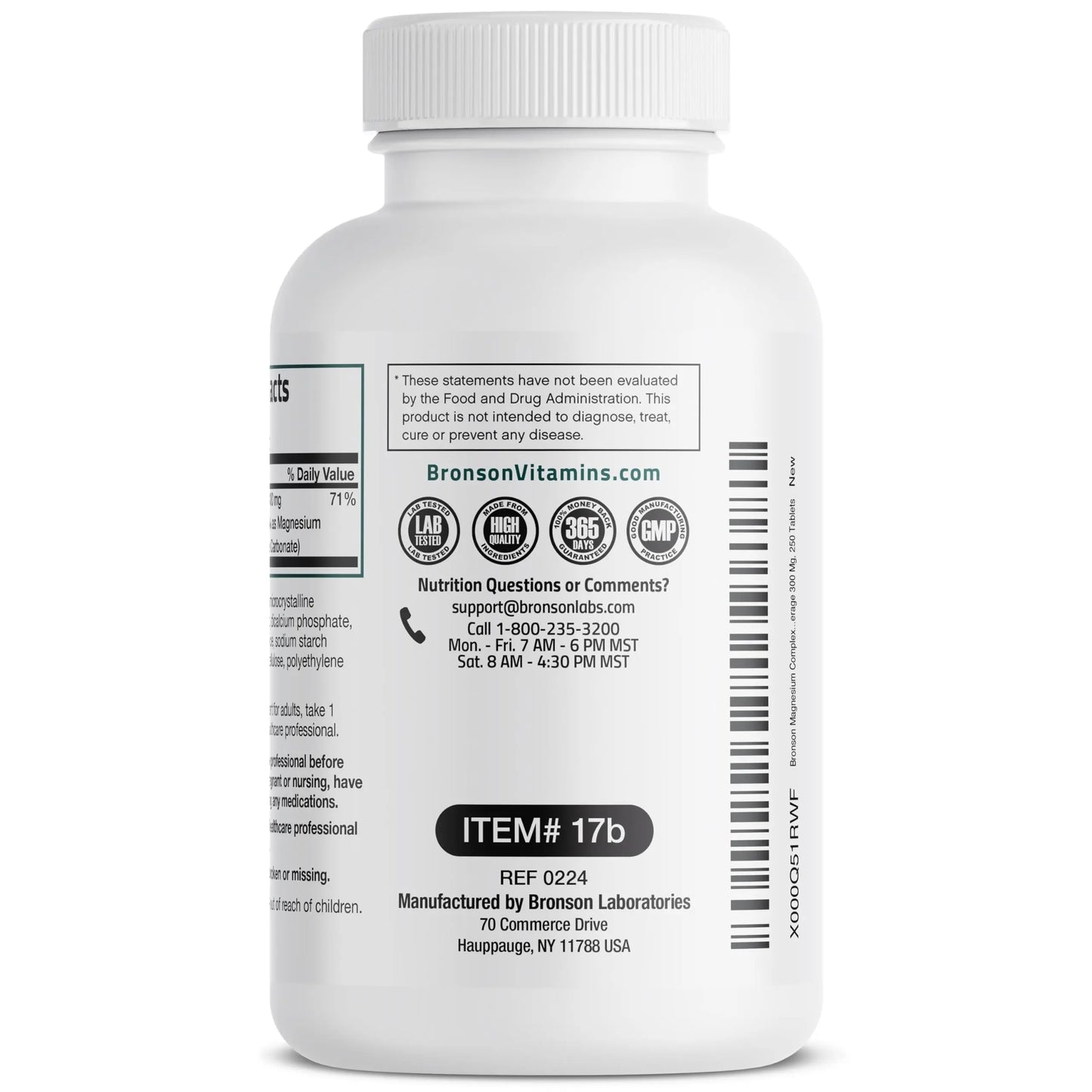 Bronson Triple Magnesium Complex Maximum Coverage 300mg - Non-GMO Formula, 250 Tablets Bronson buy supplements Au