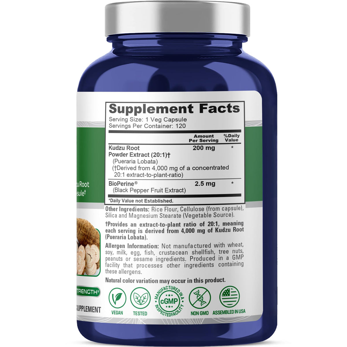 NusaPure Kudzu Root 20:1 Extract, 200 mg Equivalent to 4,000mg - 120 Veggie Capsules (Non-GMO, Vegan, Bioperine) NusaPureBuy Supplements Australia