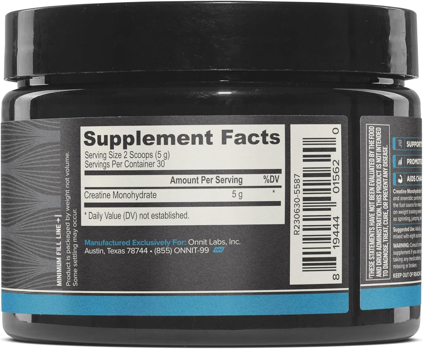 ONNIT Creatine Monohydrate Powder, IGEN™ Non-GMO Tested – 5g Premium Creatine for Muscle Strength, Power & Lean Mass, Supports Brain Health & Cellular Energy, Unflavored, 30 Servings, 5.29 oz 2-Pack ONNITBuy Supplements Australia