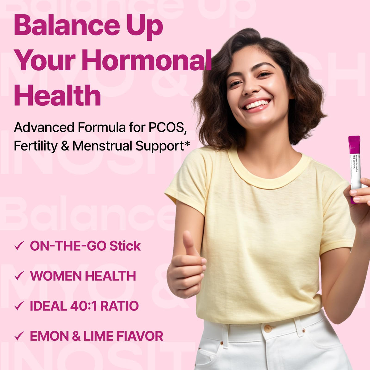 Dr.GET IT Balance Up Inositol 40:1 Myo & D-Chiro with Folate & Choline – Hormone Balance & Reproductive Health Support for Women – Lemon Lime Stick Powder, 30 Servings Dr.GET ITBuy Supplements Australia