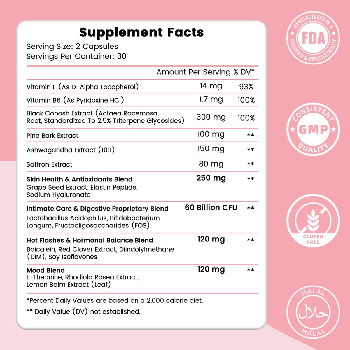 LeCozz Menopause Supplement for Women : Hormone-Free Probiotic with Black Cohosh & Ashwagandha Support for Hot Flashes Mood Balance & Skin Health 60 Capsules LeCozzBuy Supplements Australia