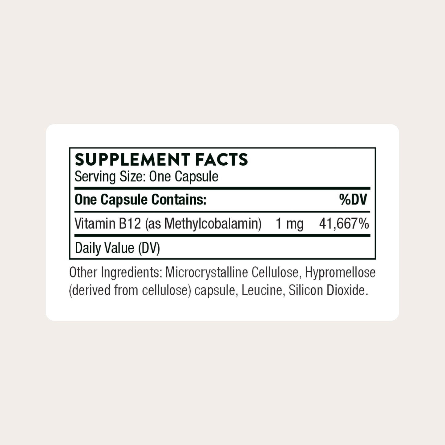 THORNE - Vitamin B12 - as Methylcobalamin - Supports Heart & Nerve Health, Blood Cell Function, Healthy Sleep & Methylation* - Gluten, Dairy & Soy-Free - 60 Servings THORNEBuy Supplements Australia