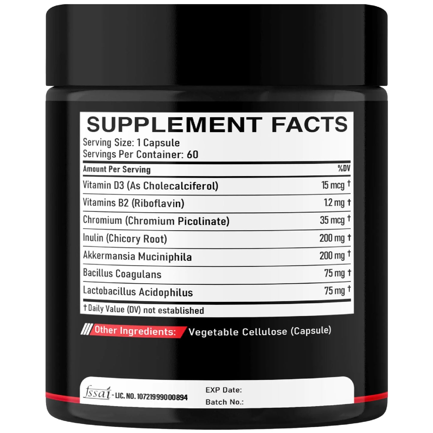 DEDICAD Akkermansia Probiotic for Increases GLP-1 - Contains Inulin, Bacillus Coagulans, Lactobacillus Acidophilus & Chromium - 60 Days Supply - 60 Capsules DEDICAD buy supplements Au