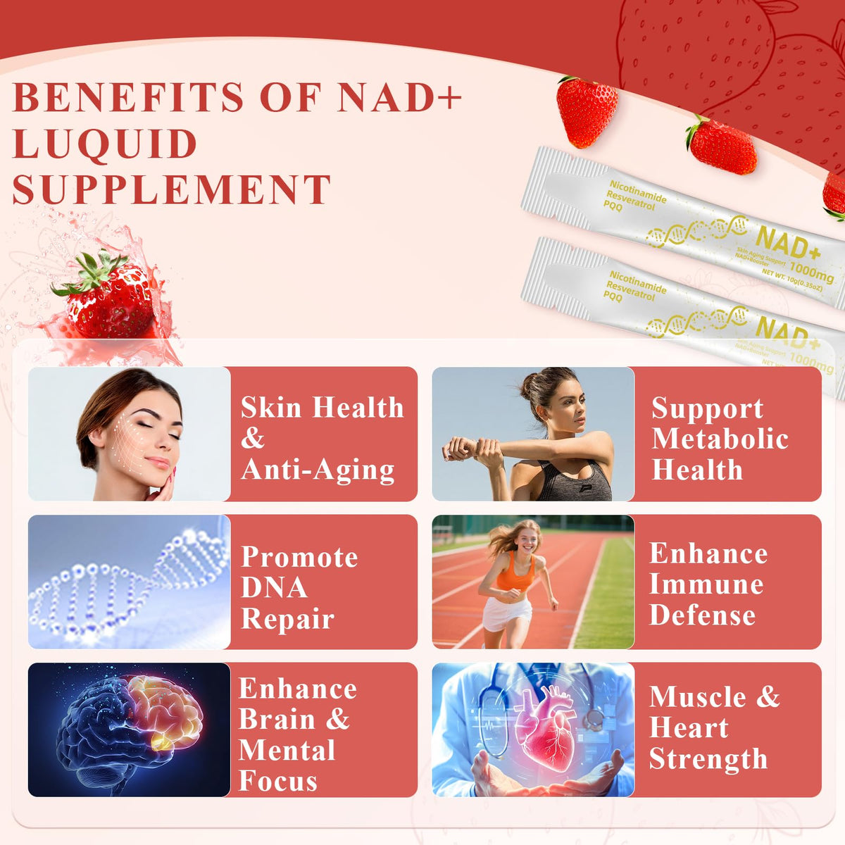 Healliance NAD+ Liquid Supplement 1000mg - Features Nicotinamide Riboside Resveratrol with PQQ for Targeted Healthy Aging and Cellular Energy Support, 30 Packets for Women and Men HeallianceBuy Supplements Australia