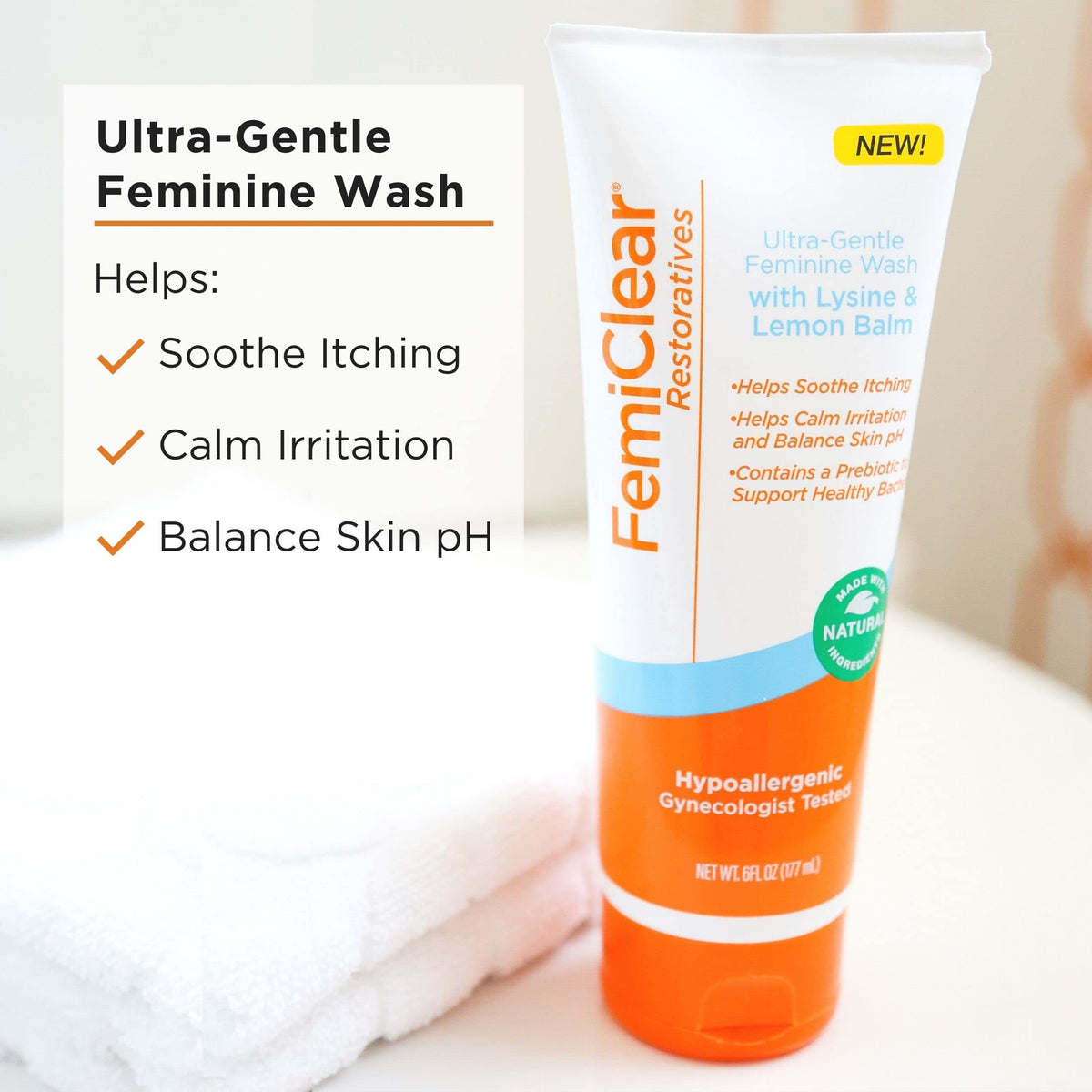 FemiClear® Restoratives Ultra-Gentle Feminine Wash, Made with Lysine & Lemon Balm, Natural Ingredients FemiClearBuy Supplements Australia