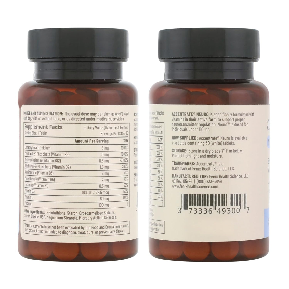 Accentrate Brain Supplement for Focus, Attention, Mood | Complete Vitamin B Complex | Brain Health | Methylated Multivitamin w/L-Methylfolate (5-MTHF), Cofactors Methyl-B12 & P5P | MTHFR Supplement