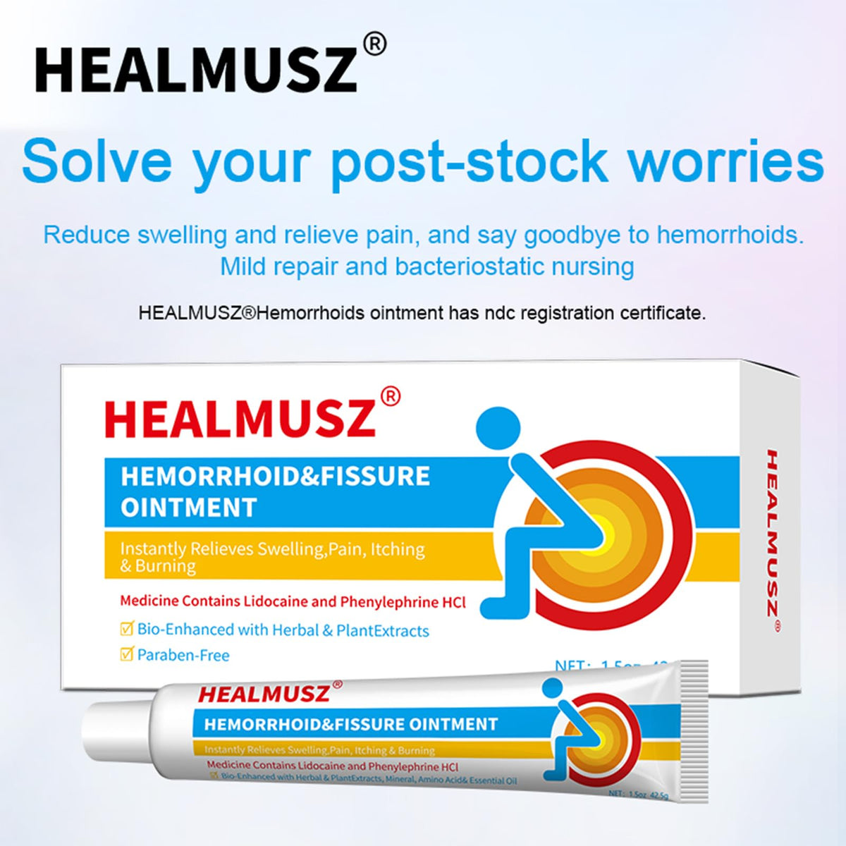 HEALMUSZ Hemorrhoid Fissure Ointment 1.5oz,Fast Relief for Pain, Swelling, Discomfort & Itching,Formulated with 4% Lidocaine and Phenylephrine HCI HEALMUSZBuy Supplements Australia