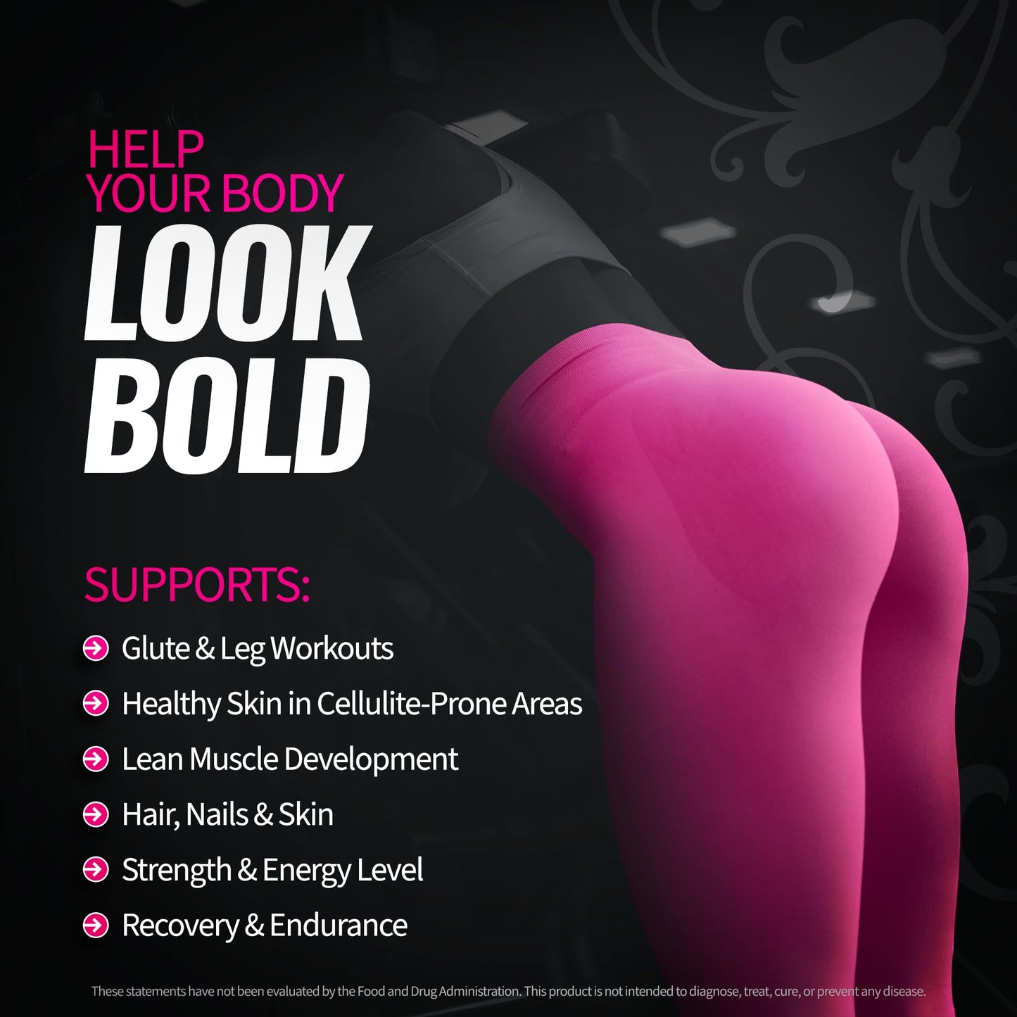 Bold Buns Creatine for Women – Booty Builder Supplement with Collagen & BCAA – Supports Muscle Development, Post-Workout Recovery, Skin Elasticity