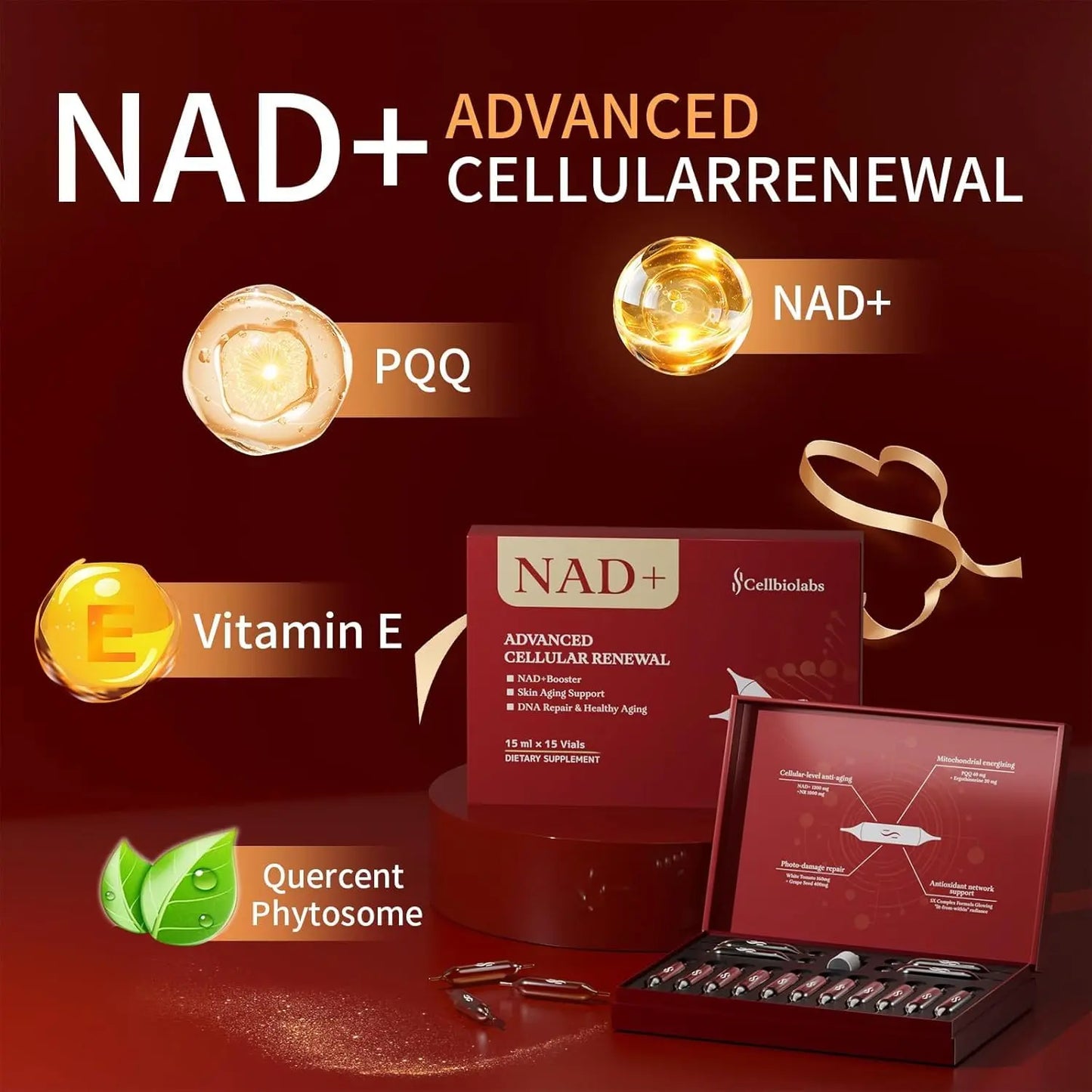 Cellbiolabs NAD Liquid Supplement 1200mg – Advanced Cellular Energy & Renewal Support – Fast-Absorbing NAD Formula for Focus, Vitality & Daily Wellness – Clean Natural Flavor, 15 Servings CellbiolabsBuy Supplements Australia