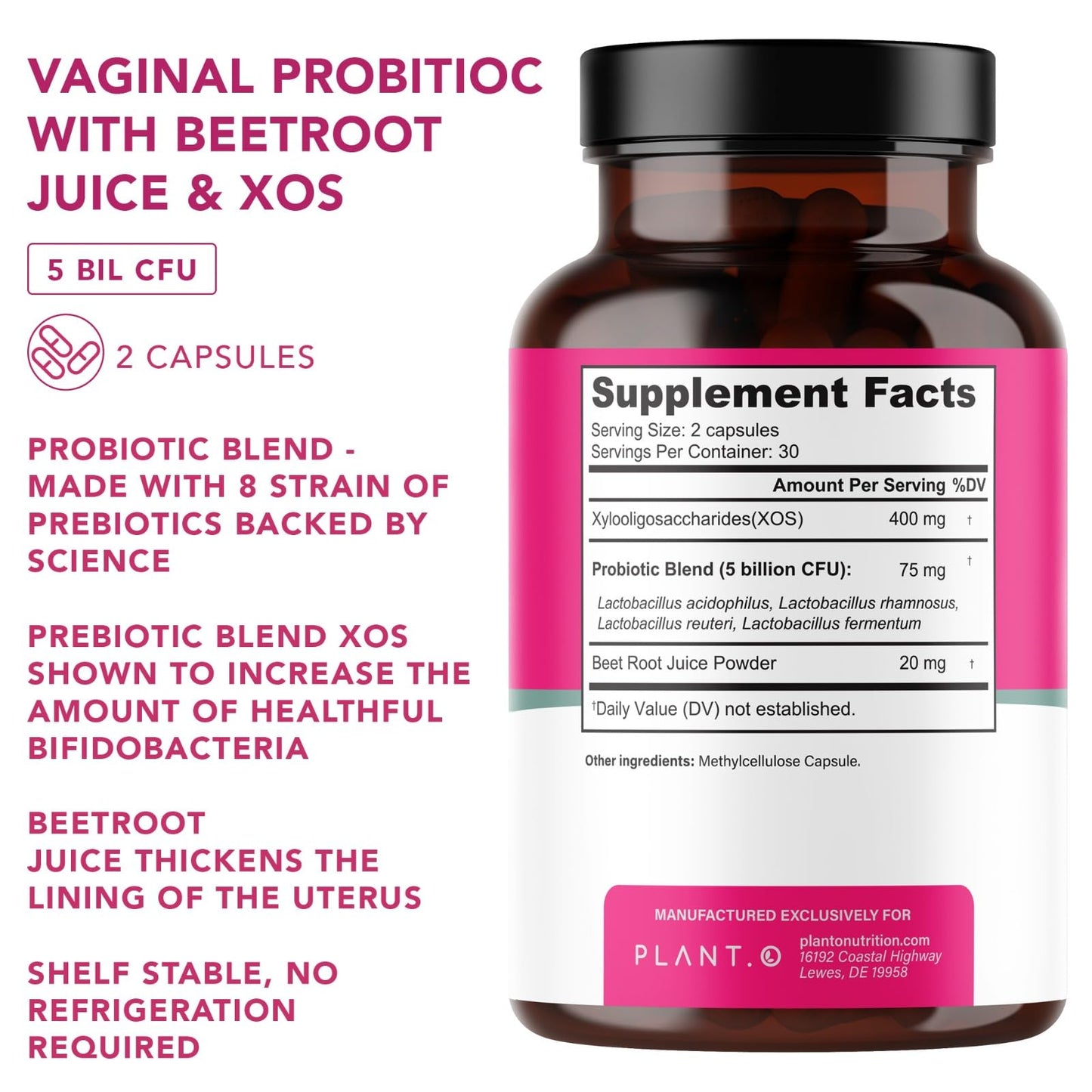 PLANT.O NUTRITION Vaginal Probiotics for Women with 4 Lactobacillus Strains Probiotic & Prebiotic Blend PLANT.O NUTRITIONBuy Supplements Australia