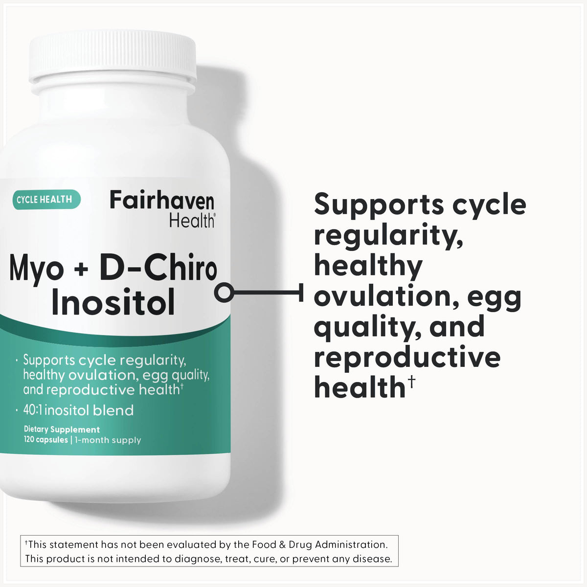 Fairhaven Health Myo-Inositol and D-Chiro Inositol Supplement for Women | 40:1 Ratio | Female Fertility Supplement for Women and Hormone Balance* | Vegan | 120 Myo & D-Chiro Inositol Capsules Fairhaven HealthBuy Supplements Australia