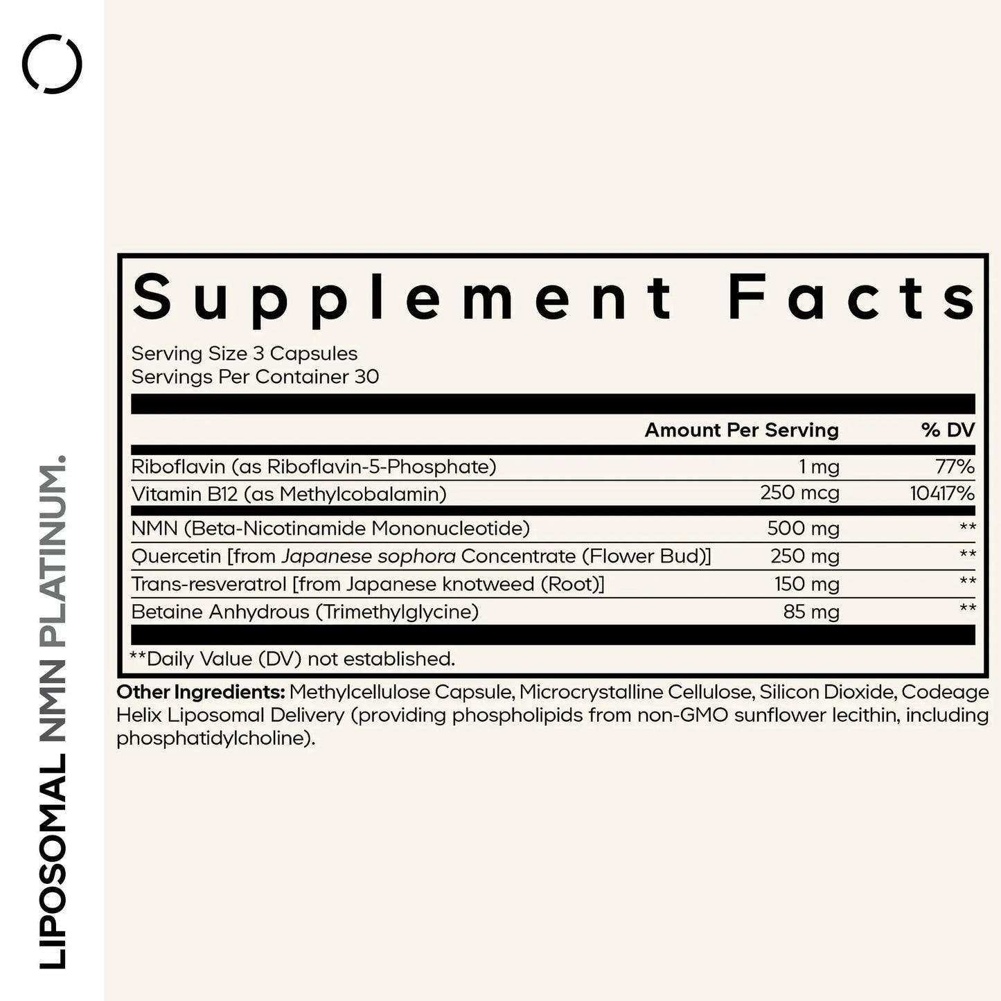 Codeage Liposomal NMN Platinum - 500 mg NMN Supplement, Nicotinamide Mononucleotide, NAD Precursor - Quercetin, Resveratrol, Betaine TMG, Vitamin B2 Riboflavin & Vitamin B12 - Non-GMO - 90 Capsules CodeageBuy Supplements Australia