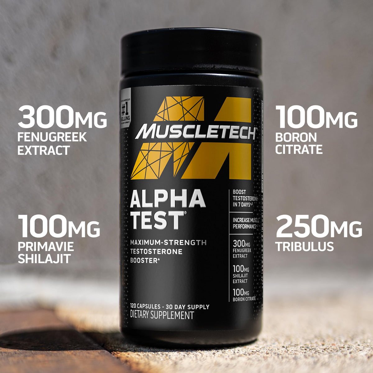 Testosterone Booster for Men, MuscleTech AlphaTest, Tribulus Terrestris & Boron Suppleme MuscleTechBuy Supplements Australia