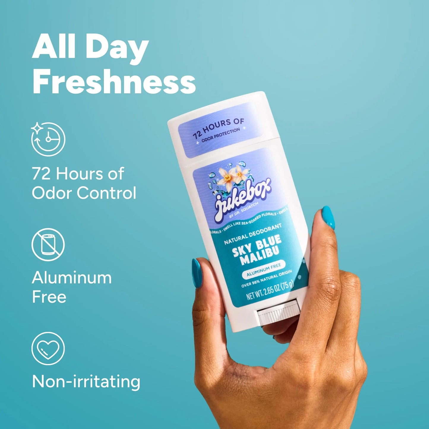 Jukebox Natural Women’s Deodorant – Aluminum Free, 72 Hour Odor Protection – Made with Arrowroot, Charcoal & Postbiotics – Sky Blue Malibu, 2.65 oz JUKEBOXBuy Supplements Australia