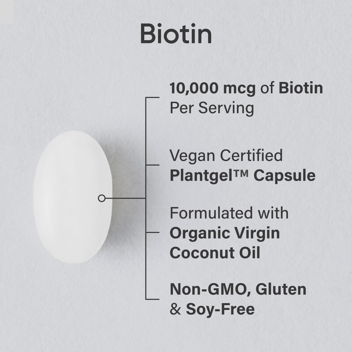 Sports Research® Biotin 10,000mcg with Organic Coconut Oil - Biotin (Vitamin B7) for Healthy Skin and Hair Support* - for Women and Men - Vegan, Non-GMO