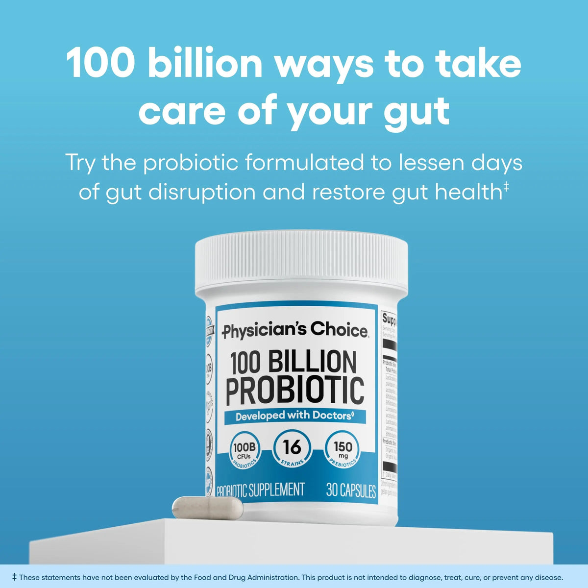 Physician's CHOICE 100 Billion Advanced Probiotic - 16 Strains + Organic Prebiotics - Digestive & Gut Health - Supports Occasional Constipation, Diarrhea, Gas & Bloating - Probiotics for Women & Men Physician's CHOICEBuy Supplements Australia