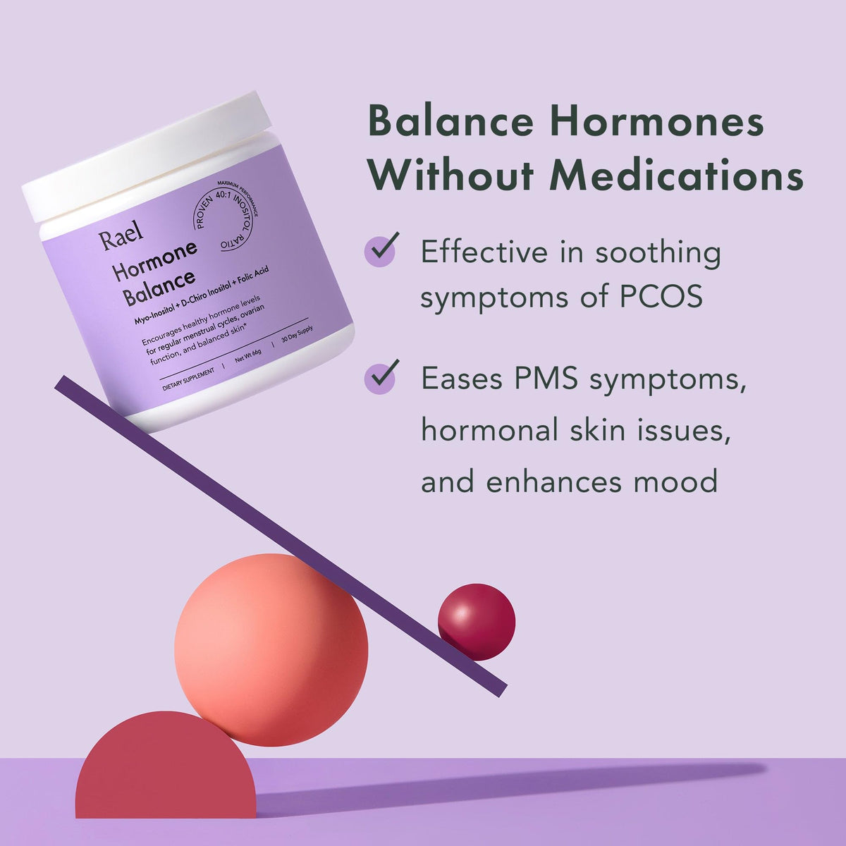 Rael Hormone Balance for Women, Myo Inositol Powder - Myo-Inositol & D-Chiro Inositol RaelBuy Supplements Australia