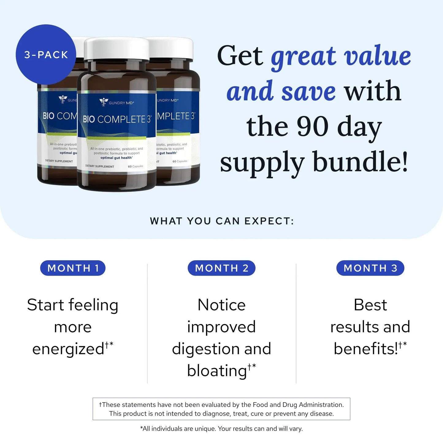 Gundry MD® Bio Complete 3 - Prebiotic, Probiotic, Postbiotic to Support Optimal Gut Health, 30 Day Supply (90 Day Supply) Gundry MDBuy Supplements Australia