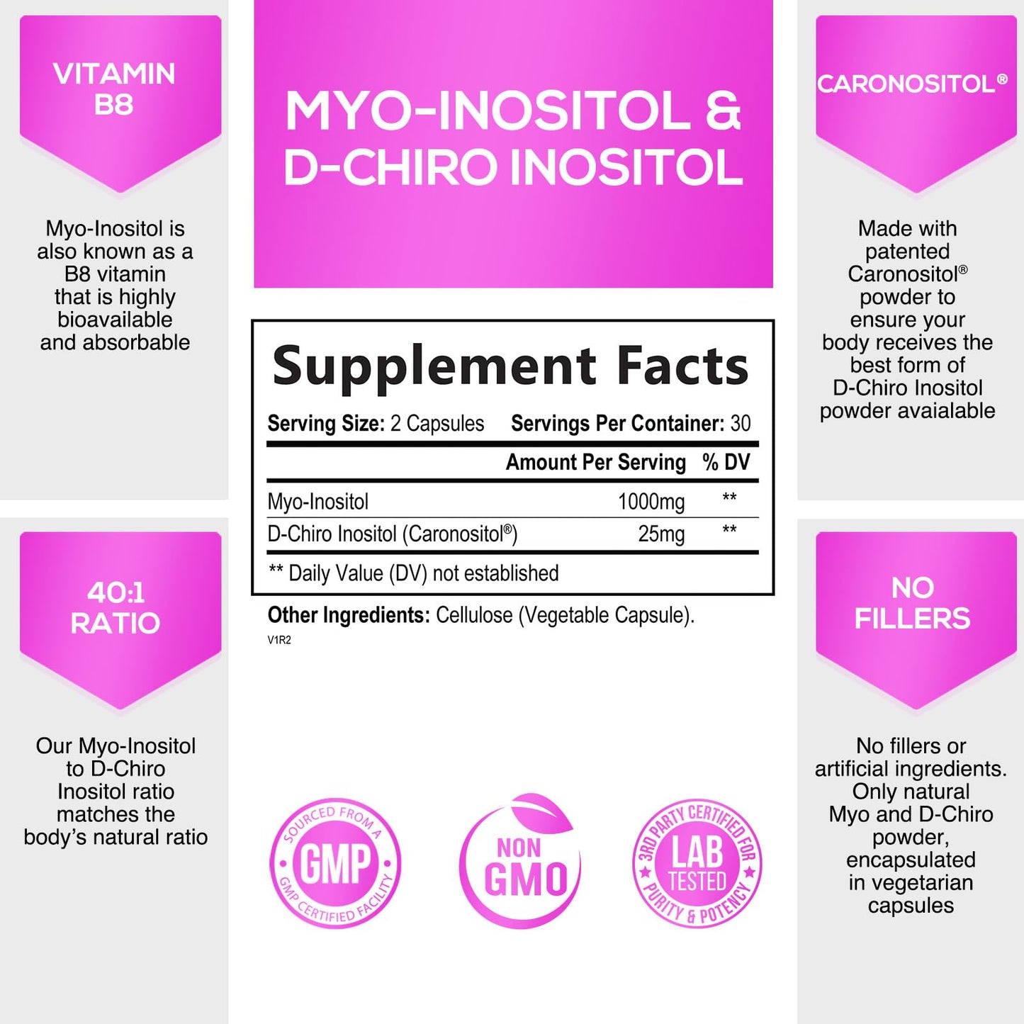 Myo-Inositol & D-Chiro Inositol Blend - 30 Day Supply, Premium 40:1 Ratio, Hormone Sup Nature's GlowBuy Supplements Australia