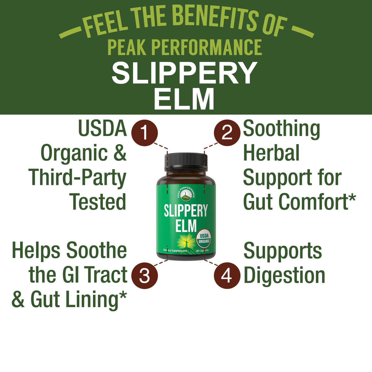 USDA Organic Slippery Elm for Women & Men. Vegan Capsules with Micronized Slippery Elm Bark Powder for Digestion, Bloating Relief, & Gut Lining. Natural Mucilage That Soothes The Throat & Airways Peak PerformanceBuy Supplements Australia