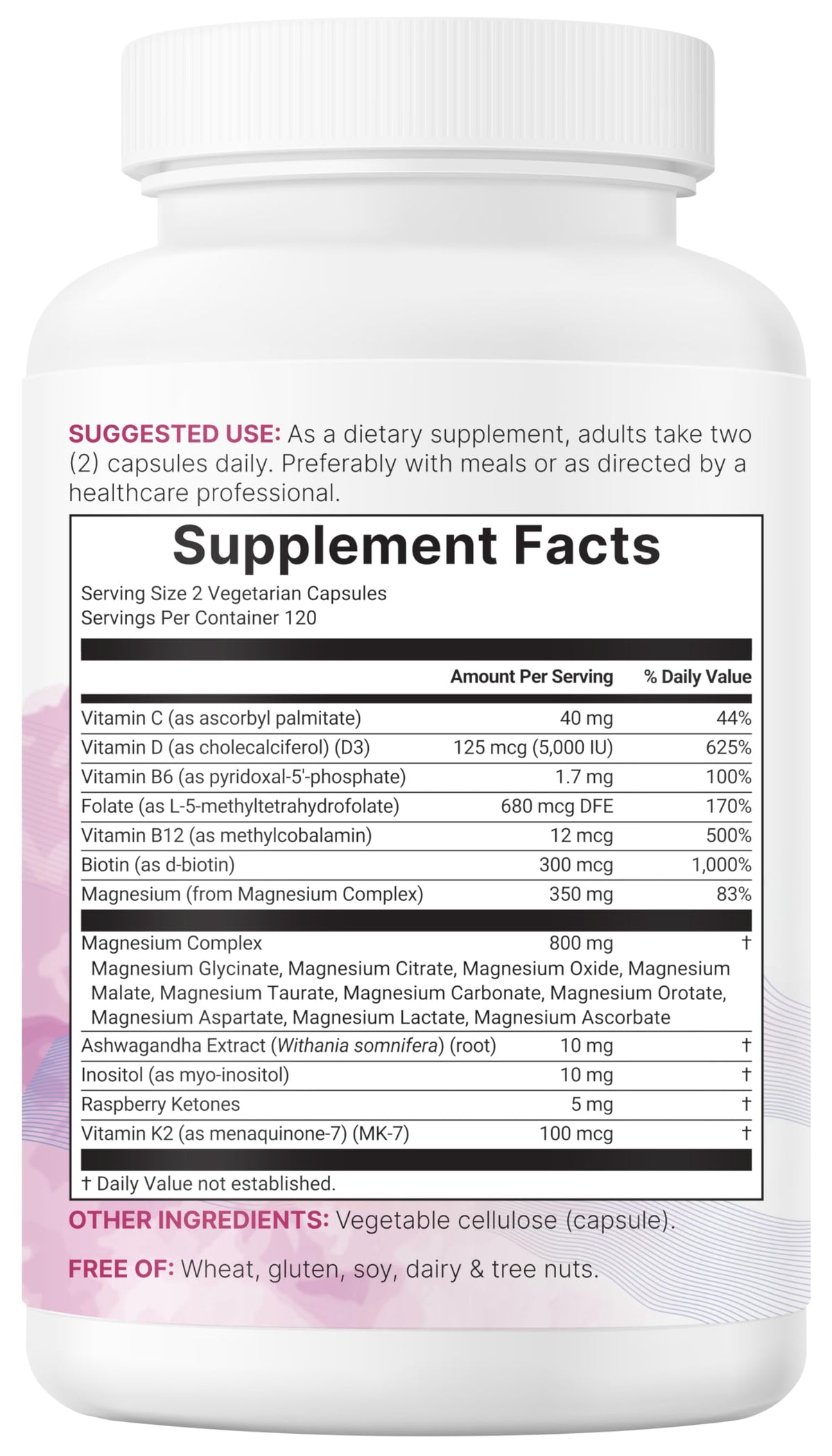 Magnesium Complex for Women, 240 Vegetarian Capsules | 20-in-1 Formula - Magnesium Blend with Vitamin D3, K2