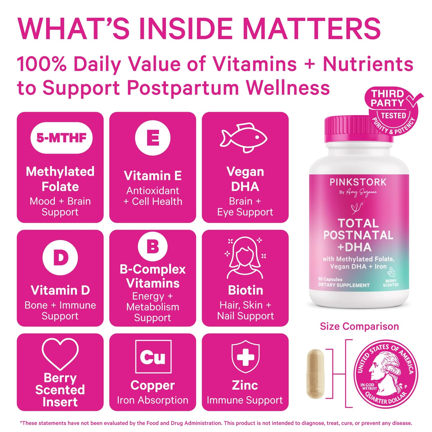 Pink Stork Postnatal Multivitamin + Probiotics with Vegan DHA, Ashwagandha, Iron, Folate, B12 - Supports Hormone Balance, Postpartum Recovery, Gut Health, & Digestion - Pack of 2 Pink StorkBuy Supplements Australia