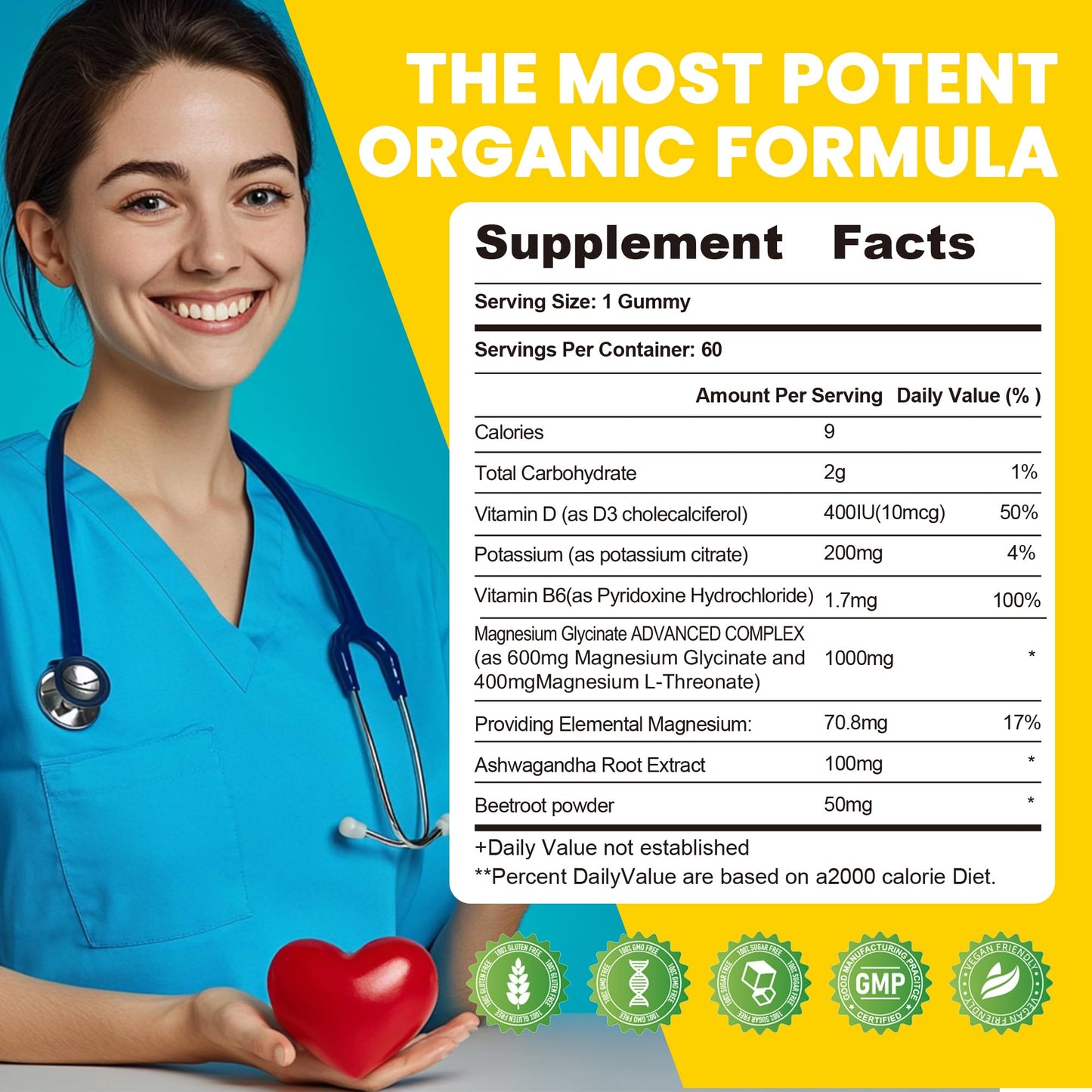 Potassium Magnesium Gummies,High Absorption Magnesium Glycinate,B6,D3,Potassium Citrate for Leg Cramps,Muscle,Electroyte for Adults Kids,Sugar-Free, 60 Gummies (Pineapple) WekannufodBuy Supplements Australia