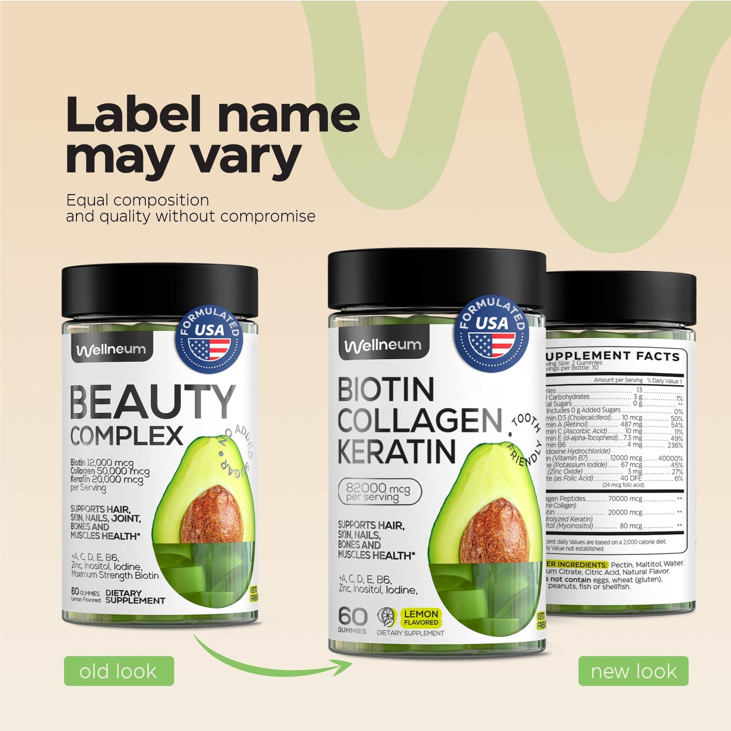 Biotin for Hair Growth Women/Men 12000mcg, Skin & Nails Support Gummies + 70000mcg Collagen Peptides (Collagen Powder in Gummy Form) + 20000mcg Keratin + Retinol, Sugar Free, 120 Gummies (2 Pack) Wellneum buy supplements Au