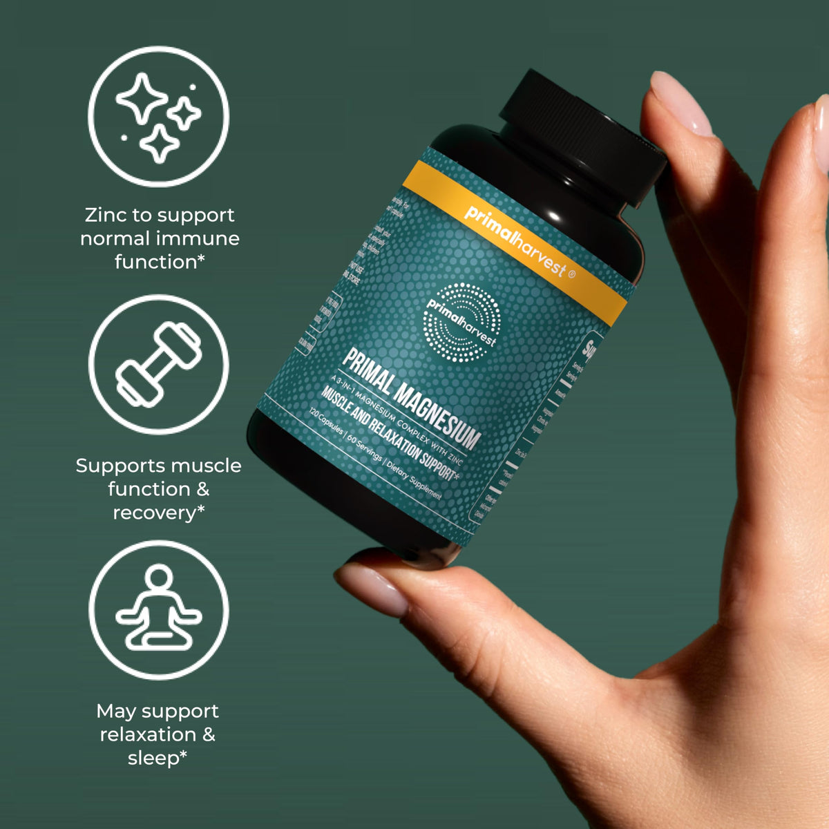 Primal Harvest Magnesium Supplement Complex 310mg by Primal Harvest with Magnesium Glycinate, Citrate, Malate, and Zinc 2 Pack, 240 Capsules Primal Harvest buy supplements Au