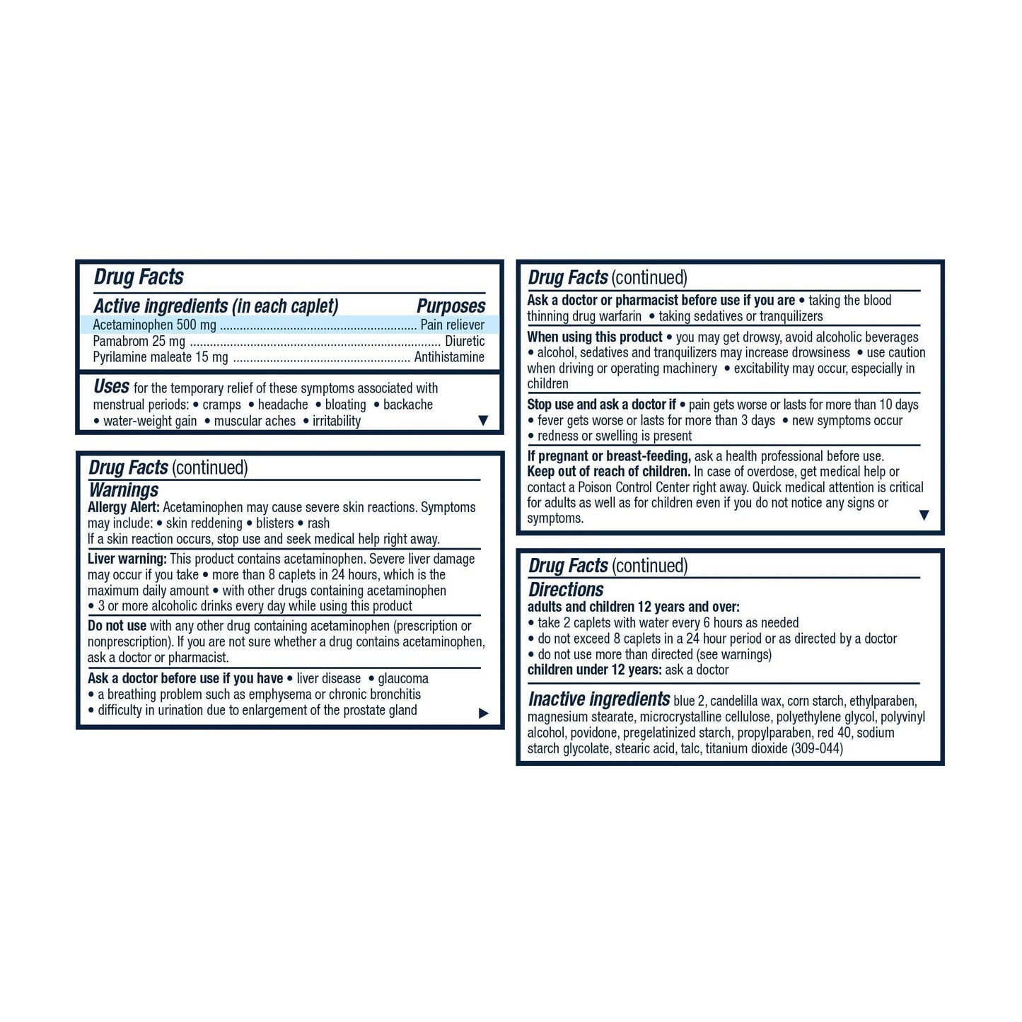 Pamprin Multi-Symptom Formula, with Acetaminophen, Menstrual Period Symptoms Relief Including Cramps PamprinBuy Supplements Australia