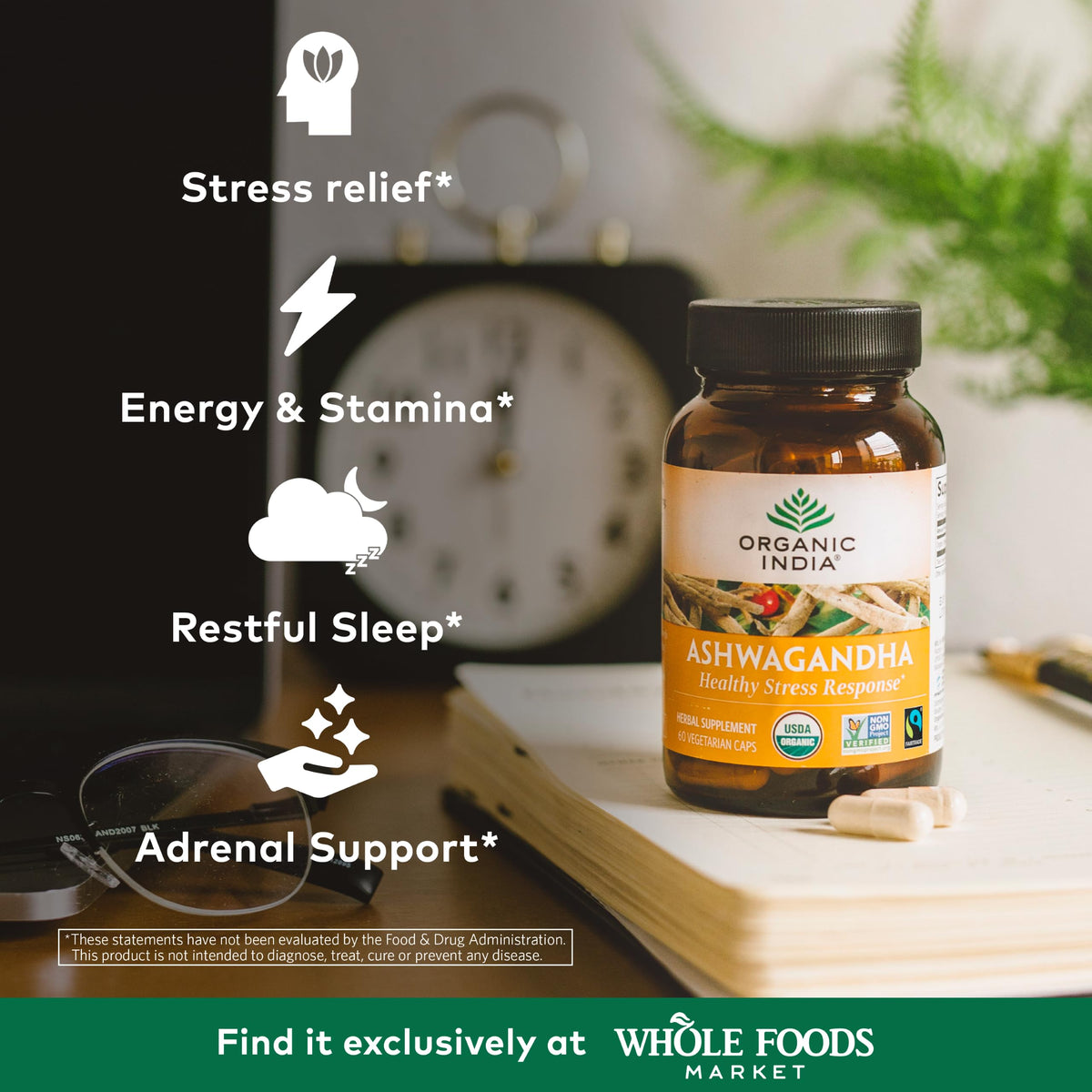 ORGANIC INDIA Ashwagandha Capsules - Organic Ashwagandha Supplement - Vegan Ashwagandha Root, Gluten-Free, Kosher, Non-GMO, Supports Stress Relief, Energy, and Sleep - 60 Capsules ORGANIC INDIABuy Supplements Australia