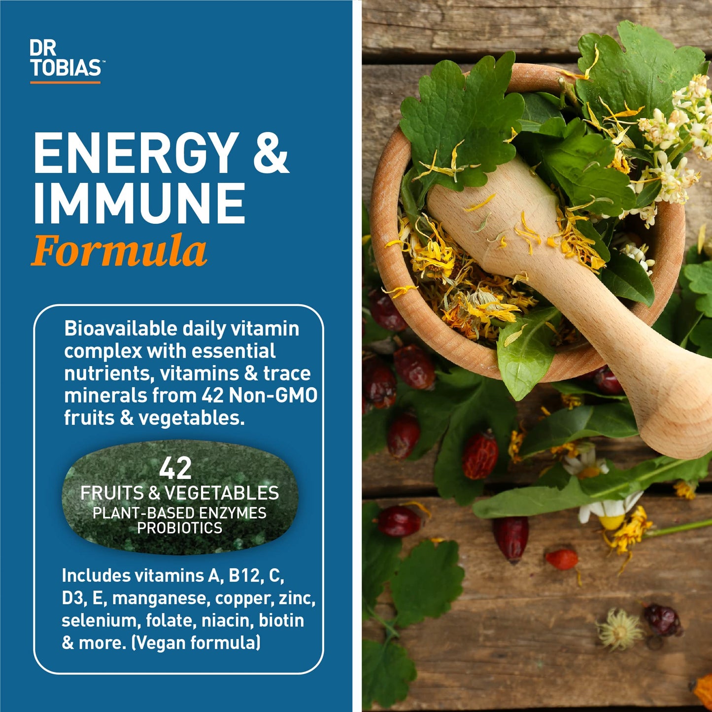 Dr. Tobias Adult Multivitamin for Women & Men, Energy & Immune Support from 42 Fruits Dr. TobiasBuy Supplements Australia
