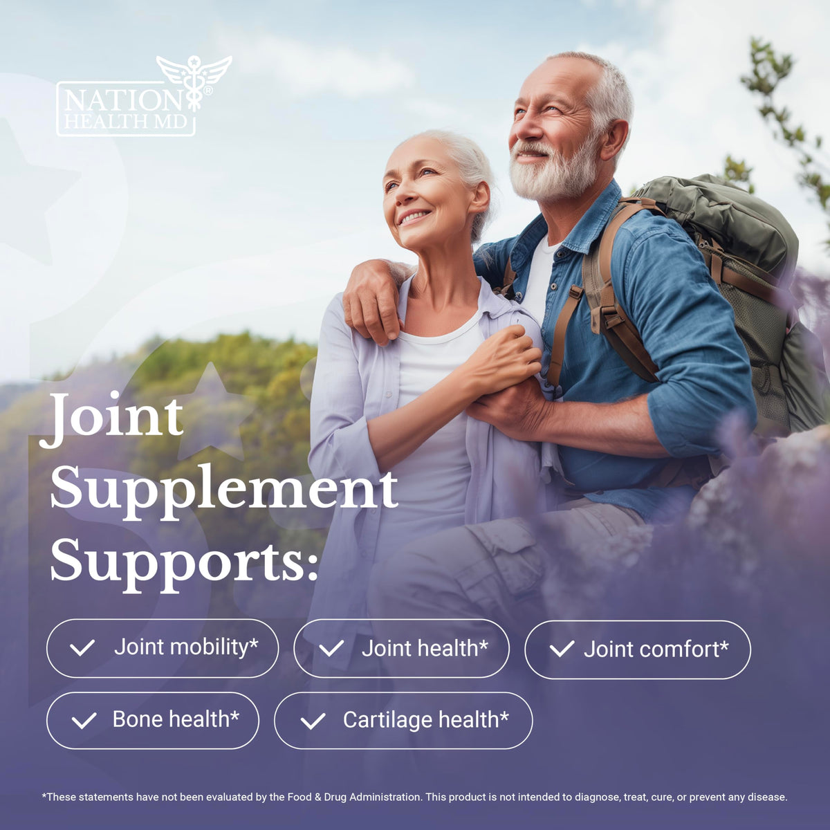 NATION HEALTH MD Joint Complex - Joint & Cartilage Health - Joint Support Supplement with Calcium, NEM Eggshell Membrane, Boswellia Serrata - Knee Supplements for Men & Women, 60 Capsules NATION HEALTH MDBuy Supplements Australia