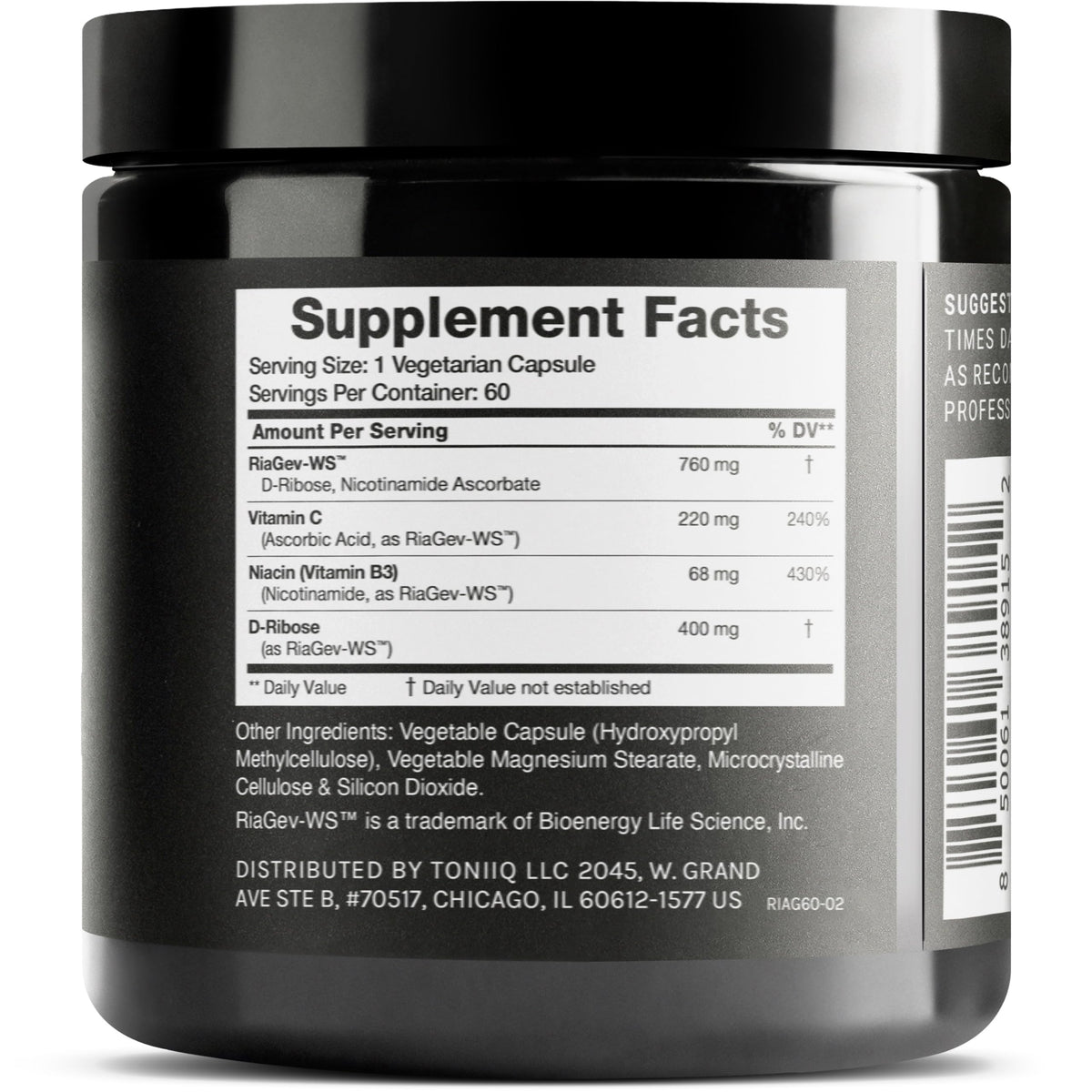 Toniiq Ultra High Potency 1400mg NAD Supplement - NAD+ Nicotinamide B3 Blend with D-Ribose, Niacin -with RiaGev - 3rd Party Tested ToniiqBuy Supplements Australia