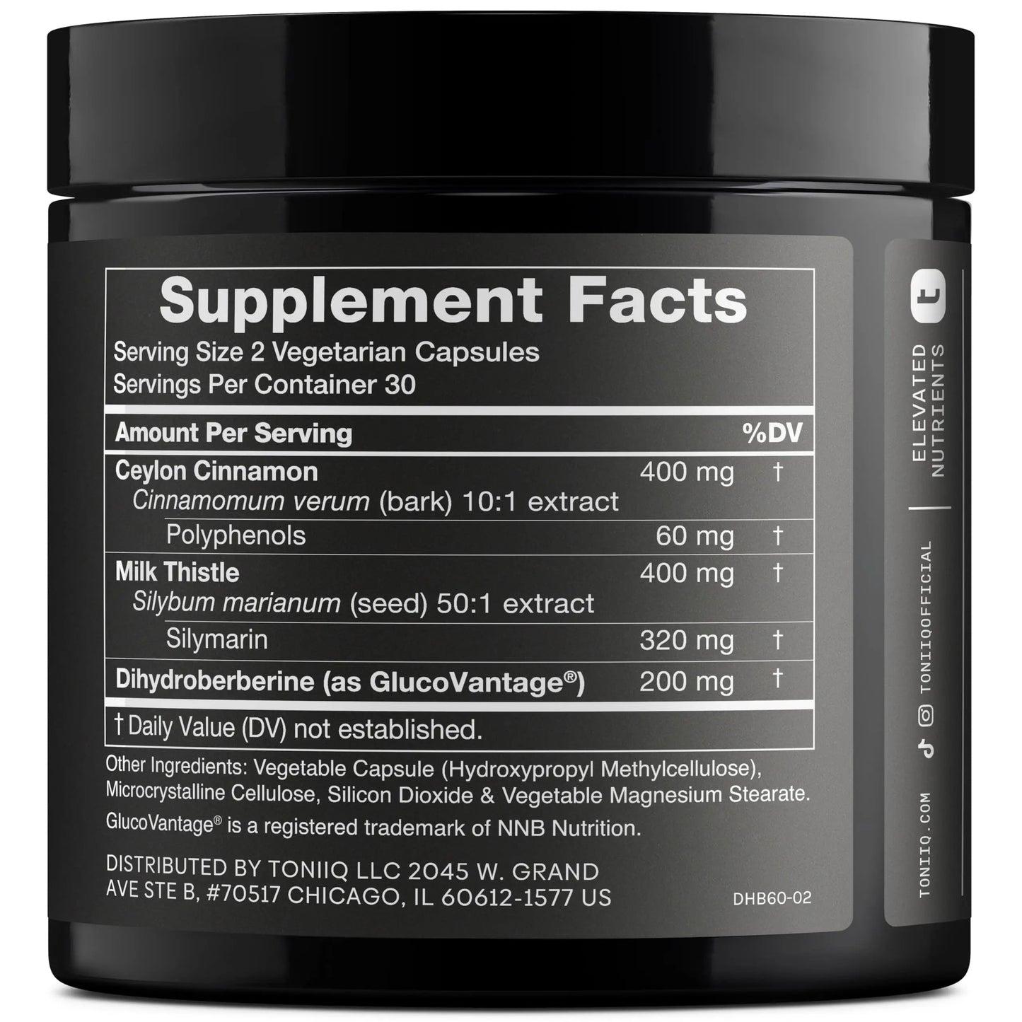 Toniiq Dihydroberberine Supplement - Ultra High Potency 1,000mg Formula with GlucoVantage, 10:1 Ceylon Cinnamon & 50:1 Milk Thistle - Third-Party Lab Tested Toniiq buy supplements Au