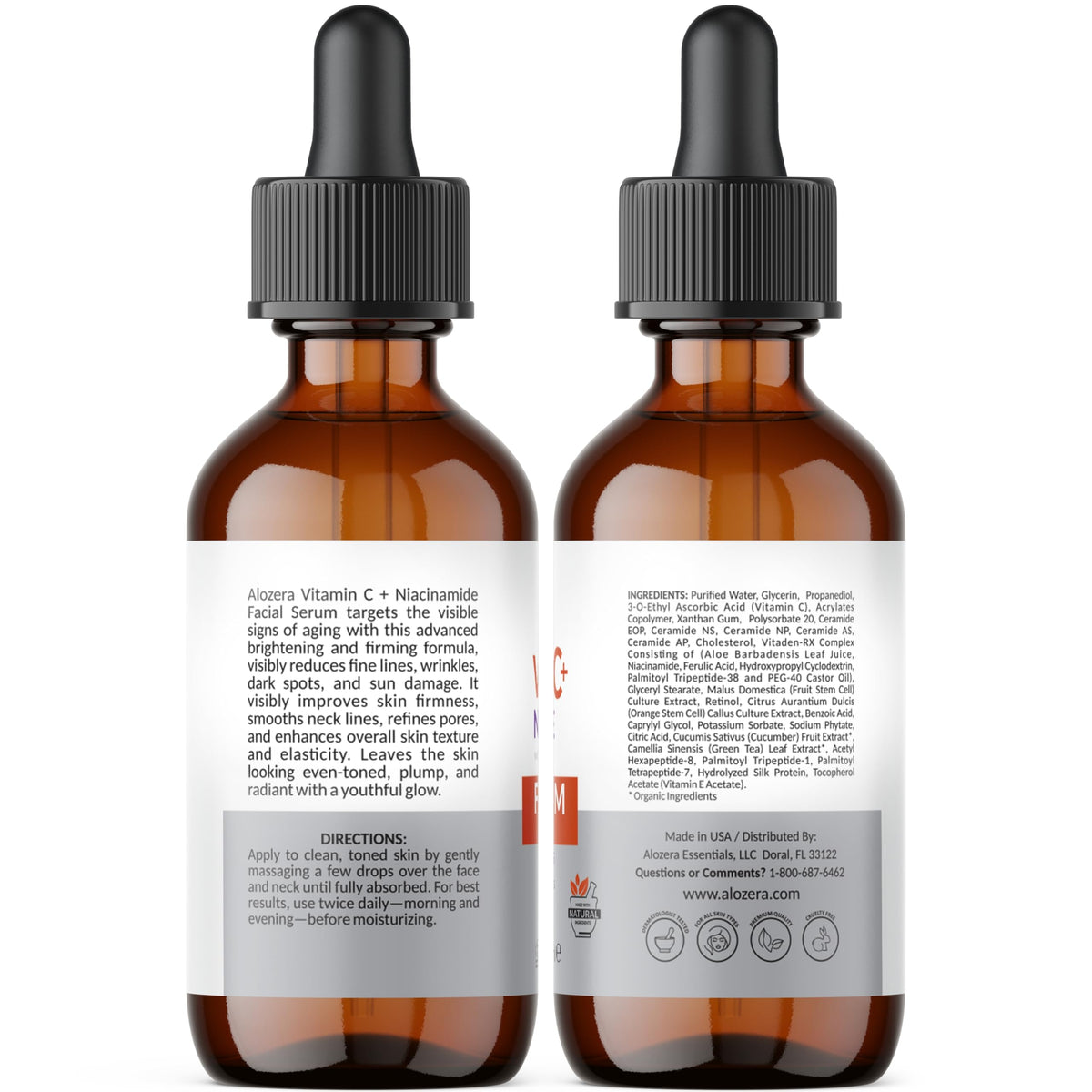 Alozera Vitamin C Facial Serum with Niacinamide & Ferulic Acid, Anti-Aging Serum for Visible Brightening, Glowing & Radiant Skin, Concentrated, Gentle & Effective, Day & Night Alozera buy supplements Au