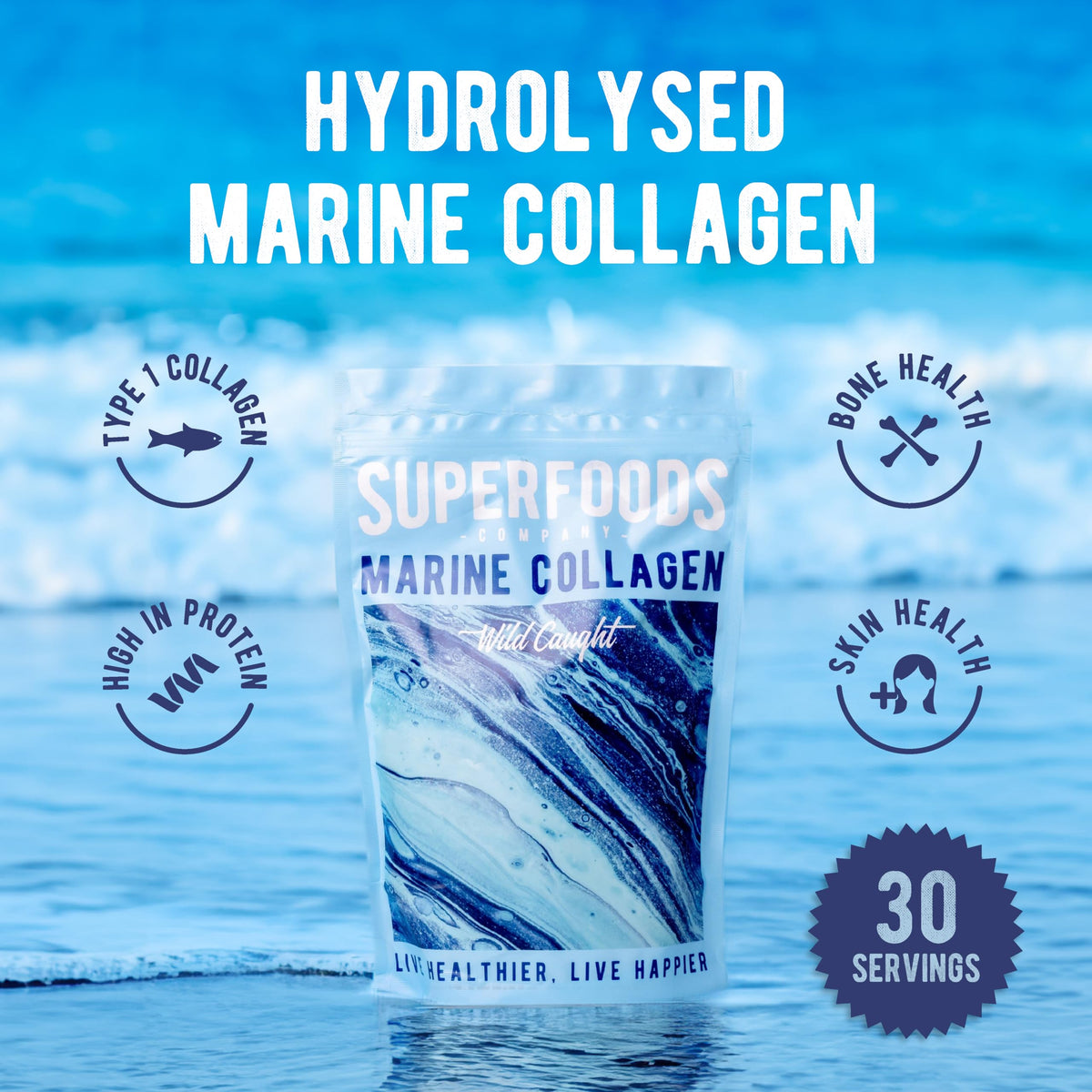 Superfoods Company - Hydrolysed Marine Collagen, Boosts Hair and Skin Health, Unflavoured Superfoods CompanyBuy Supplements Australia