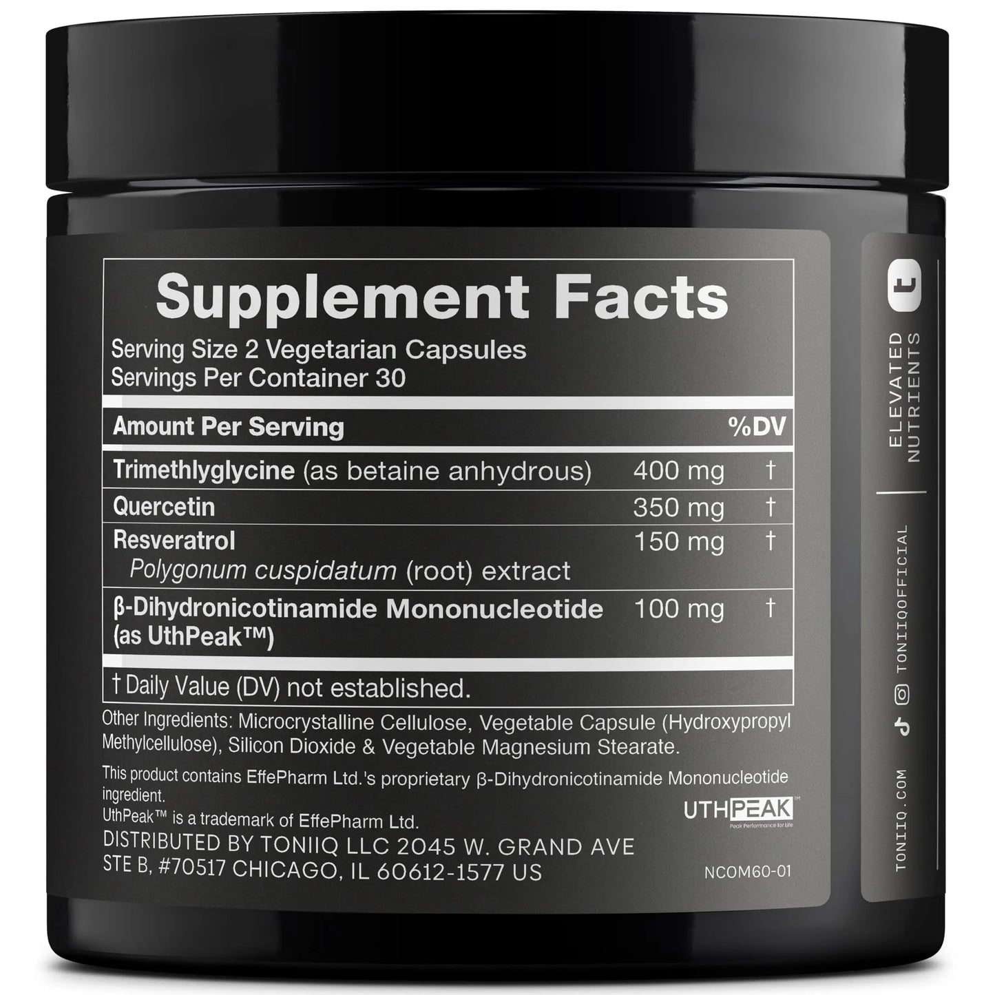 Toniiq NMNH Supplement – Ultra High Potency 1,000mg Complex with Clinically Studied Uthpeak™ NMNH, Resveratrol, Quercetin & TMG – Highly Purified – Third-Party Lab Tested – 60 Capsules ToniiqBuy Supplements Australia