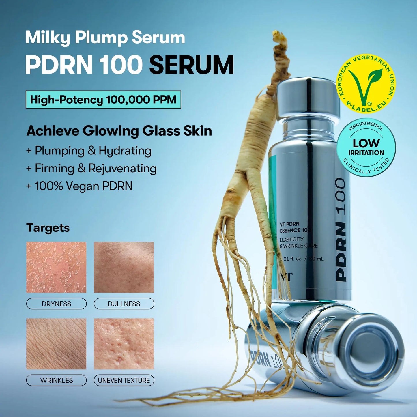 VT COSMETICS PDRN 100 Essence, Intensive Glow Serum, 100,000ppm Vegan PDRN, Skin Restoration & Plumping, Hydrating & Moisturizing VT COSMETICS canada supplements