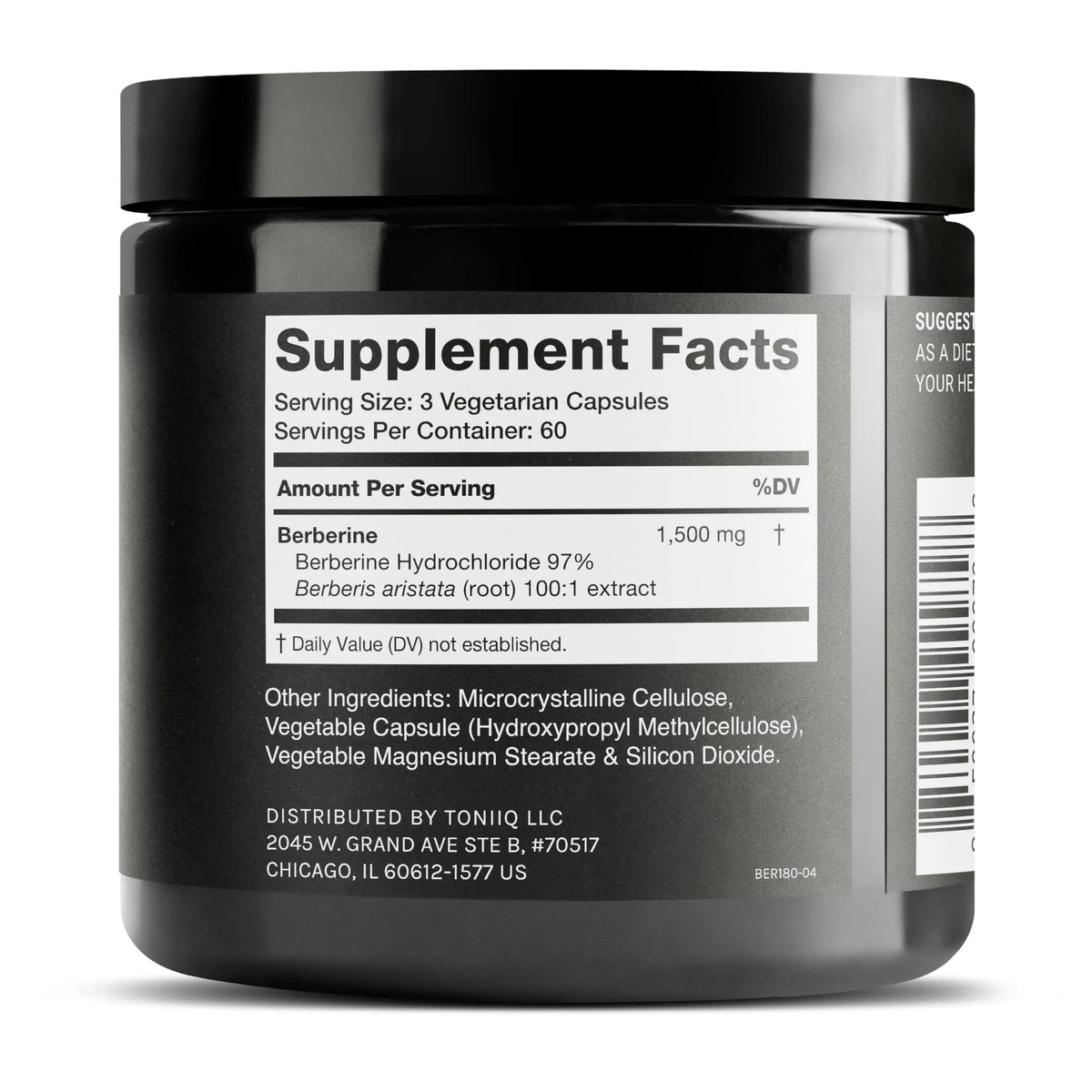 Toniiq Ultra High Strength Berberine HCl from The Himalayas - 100:1 Concentrated Extract - Lab-Tested 97% Berberine HCl - 180 Vegetarian Capsules, 1500 mg per Serving Toniiq buy supplements Au