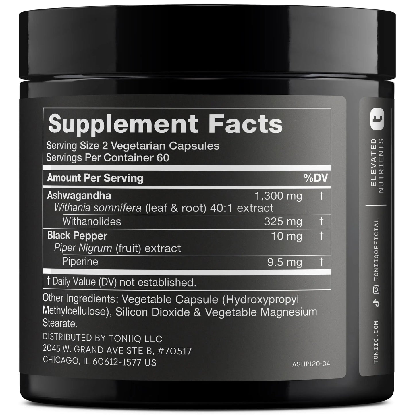 Toniiq Ashwagandha – 40:1 Concentrated Extract – 25% Withanolides – Wild Harvested in India – Highly Bioavailable with Black Pepper – Third-Party Tested – 120 Capsules - 1,300mg per Serving Toniiq buy supplements Au