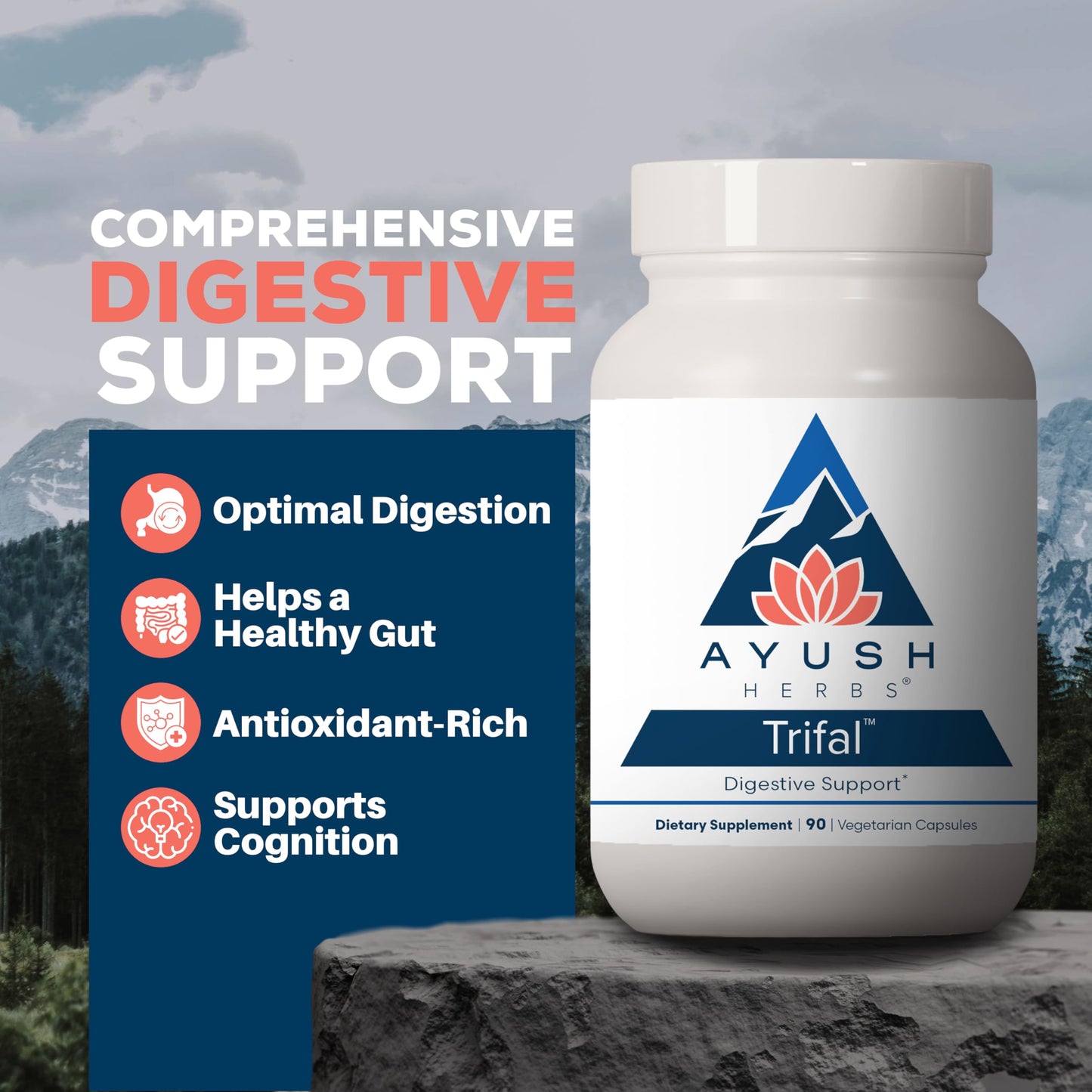 Ayush Herbs Trifal Digestive Support with Amla - Triphala Supplement for Women & Men, Promotes Balanced Digestion, Antioxidant Rich, Made with Organic Ingredients - 90 Vegetarian Capsules (1 Count) Ayush HerbsBuy Supplements Australia