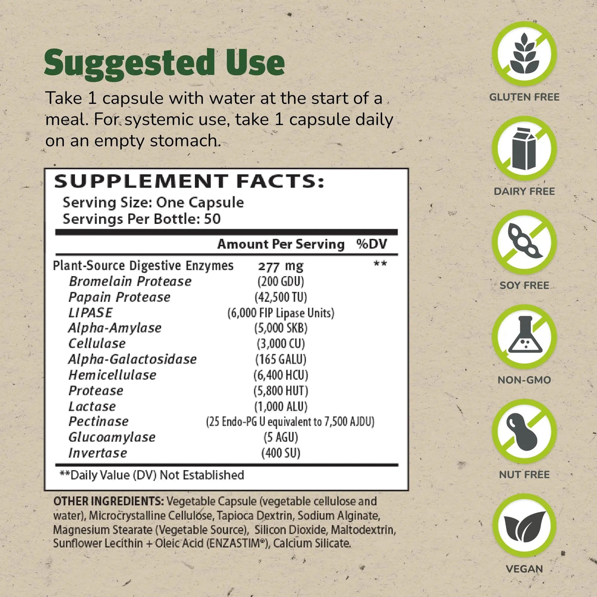 Master Supplements Enzalase - 50 Capsules, Pack of 3 - Probiotic Compatible Enzymes - Provides Digestive Boost + Gas & Bloating Relief - Gluten Free - 150 Total Servings ENZALASE buy supplements Au