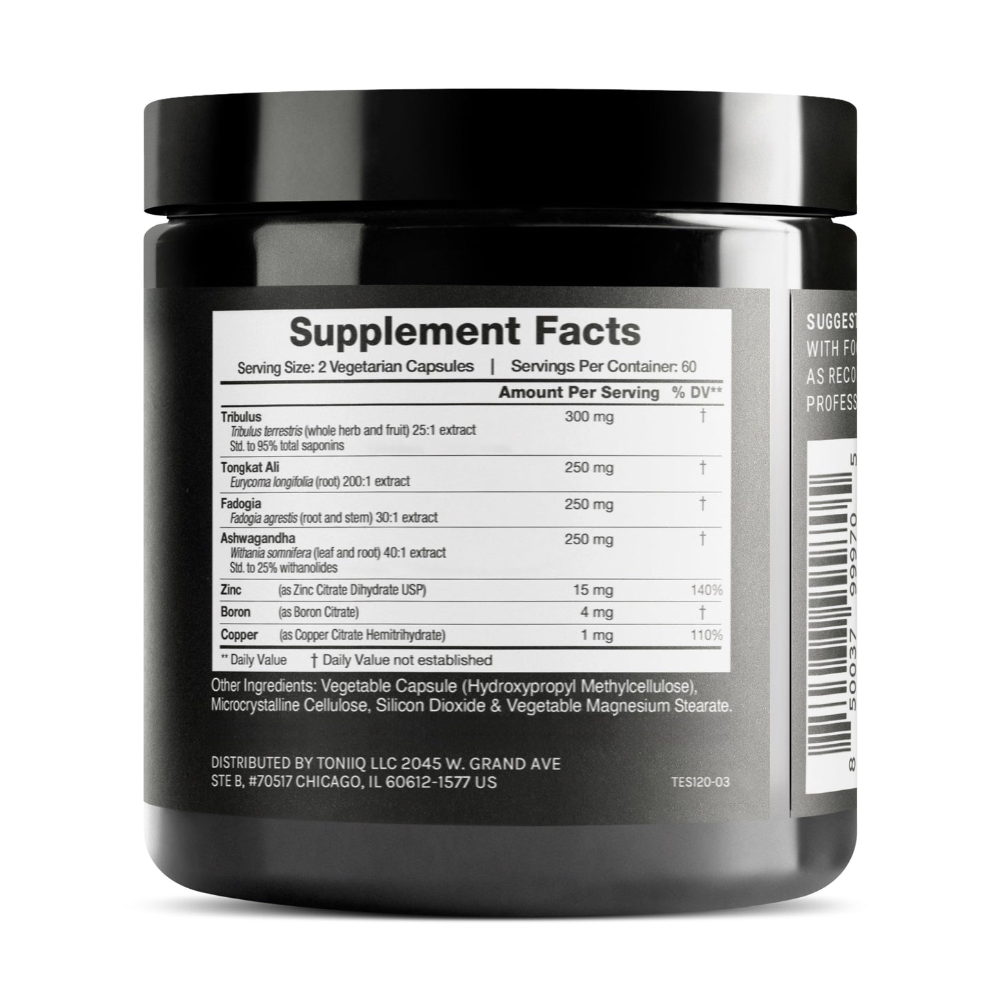 Elite T Formula - Ultra High Potency 200:1 Tongkat Ali, 30:1 Fadogia & 25% Withanolides Ashwagandha - Tribulus with 95% Saponins, Zinc, Boron & Copper - Third-Party Lab Tested - 120 Capsules Toniiq buy supplements Au